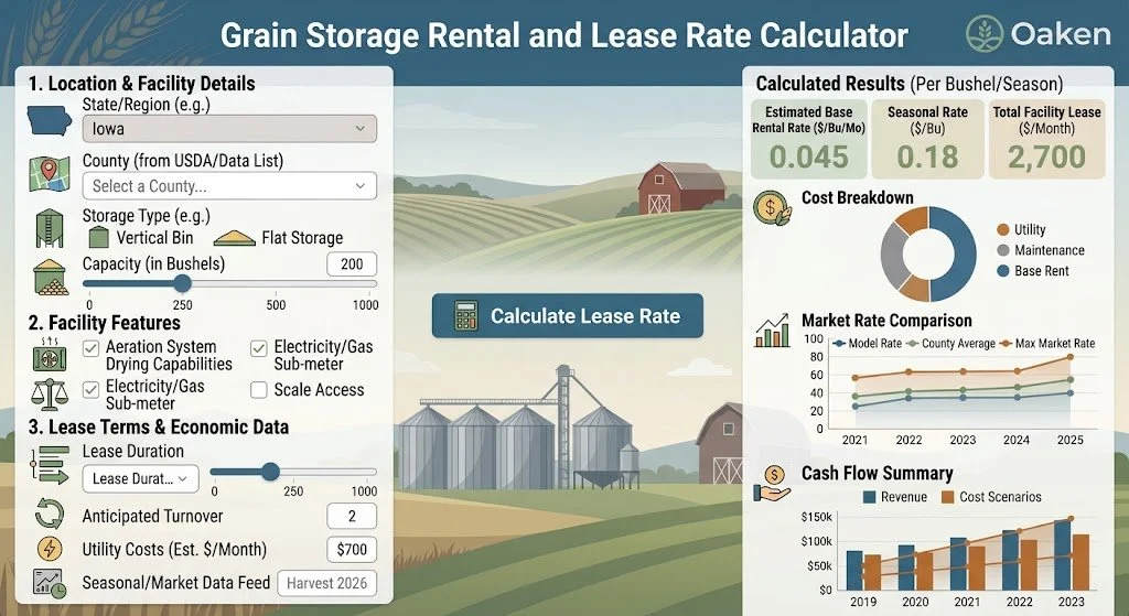 Grain Storage Rental and Lease Rate Calculator