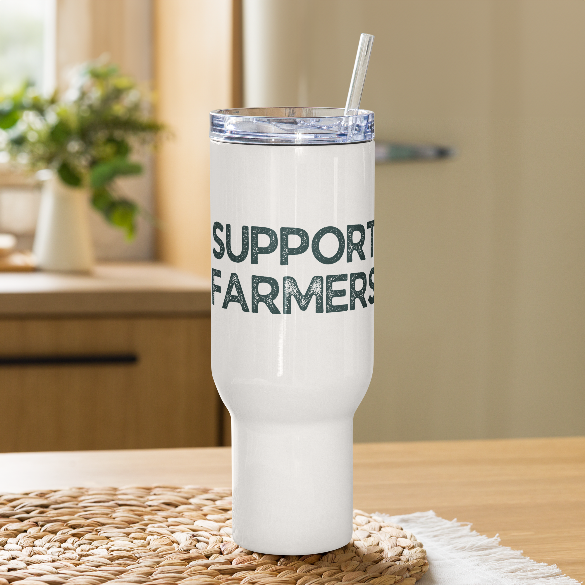 SUPPORT FARMERS Travel mug with a handle