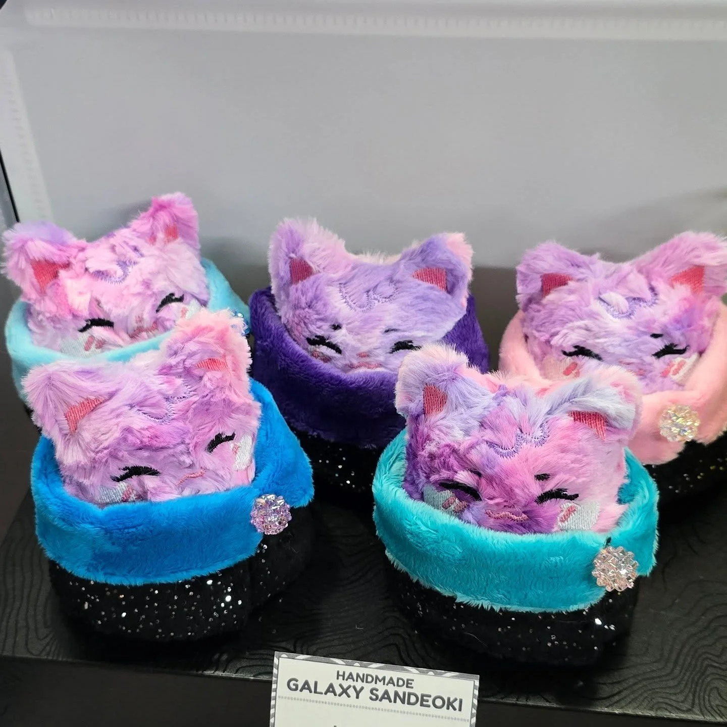 I finished sewing these Galaxy Sandeoki plush near midnight the day before the StayTiny cupsleeve haha Even though it's tough to work with, I really love how pretty the Luxe Minky fabric is! And I'm so happy to finally use the little konpeito glass b