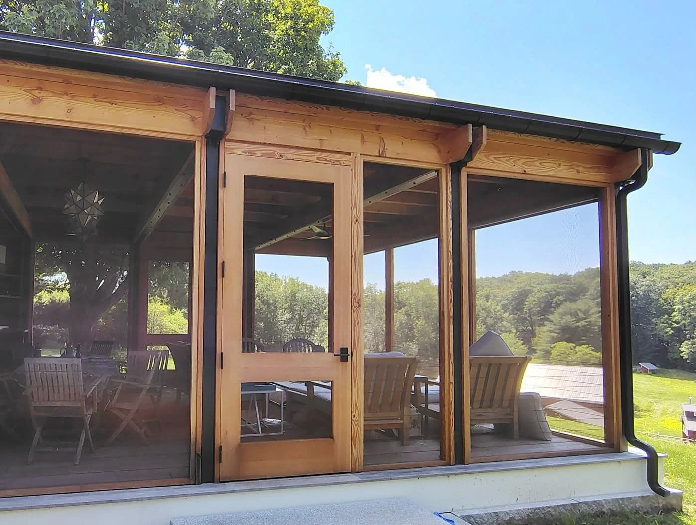 On the job today in Dublin, NH! 

We installed these beautiful black half-round gutters with MicroGuard gutter guards on a screened porch. 

Another New England home getting premium protection and a clean, finished look from Legacy Gutter. 🏡🛠️

#Le