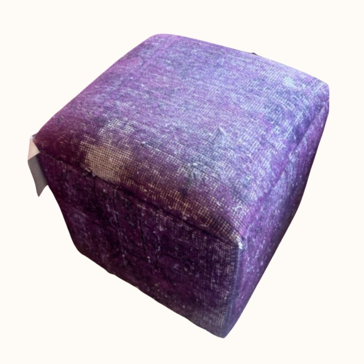 Purple Upholstered Cube Ottoman