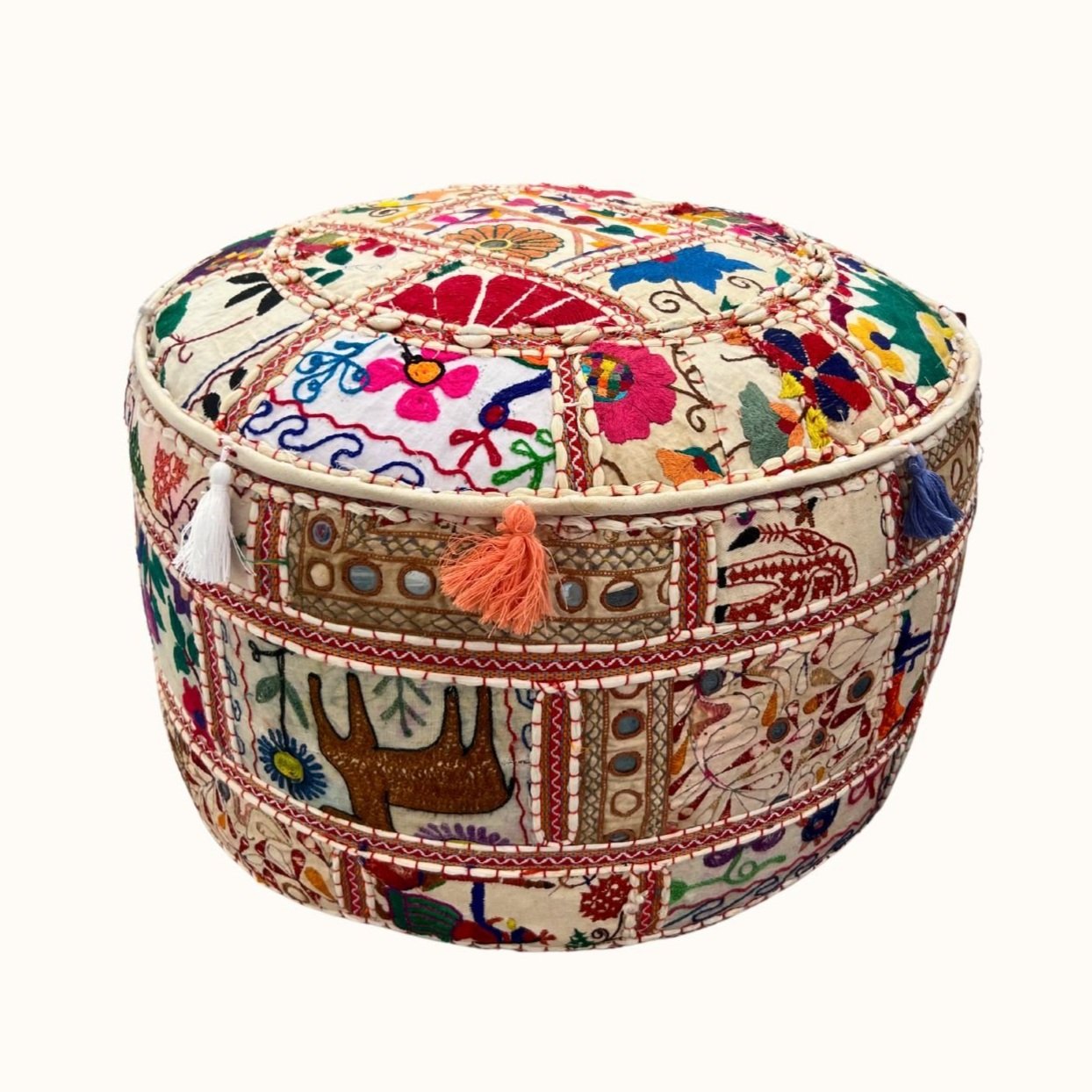 Embroidered Decorative Pouf