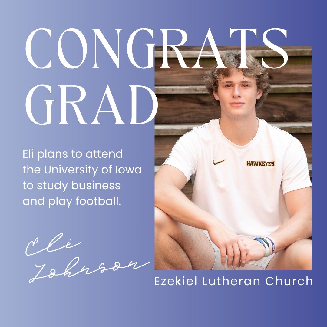 🎓We’re celebrating our graduating seniors!
✨Eli plans to attend the University of Iowa to study business and play football. 🏈
#EzekielSeniors #ClassOf2025 #FaithJourney #SeniorSpotlight #ProudChurchFam #MilestoneMoments