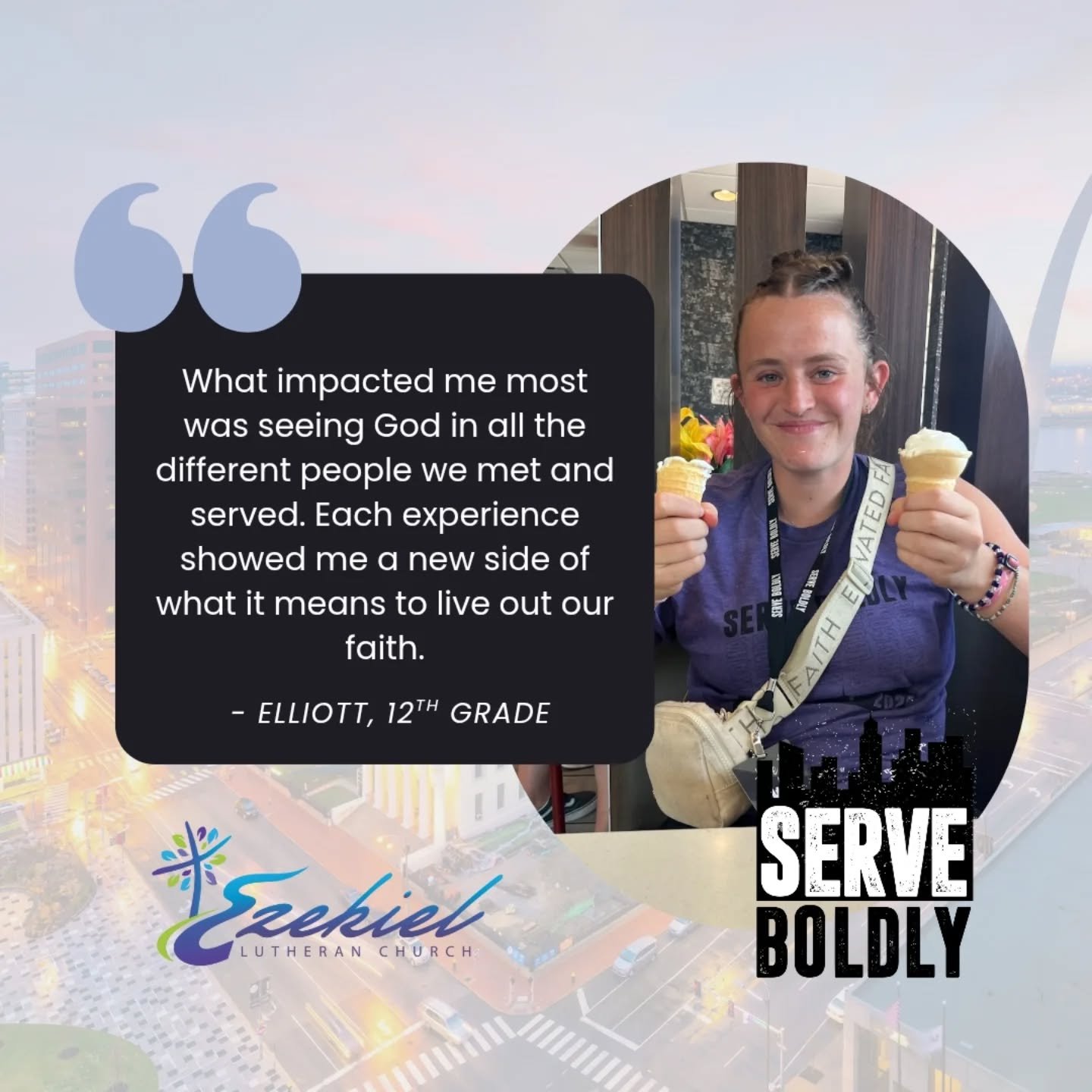 ✨This Sunday, several of our high school students who attended @serveboldlyelca will have the opportunity to share a bit about their week-long service-learning trip to St. Louis🙌 Check out some of their reflections now!
#EzekielLutheranChurch #Fait