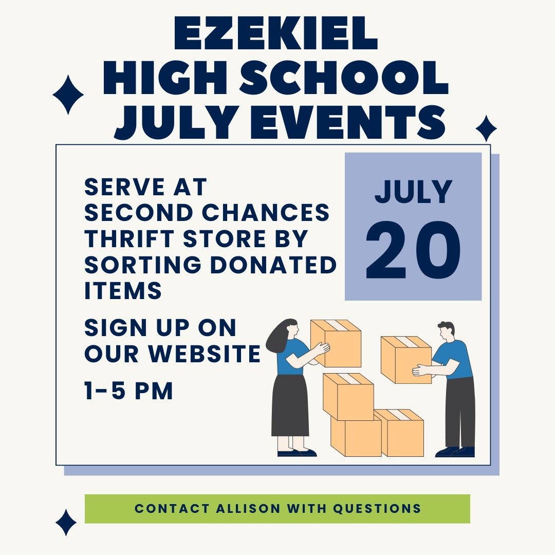 📦Looking to get more involved in our community?
Join us Sunday, July 20 from 1-5 PM at Second Chances Thrift Store to help sort donated items.
Sign up on our website, link in bio.
#ELCA #Lutheran #EzekielYouth #service