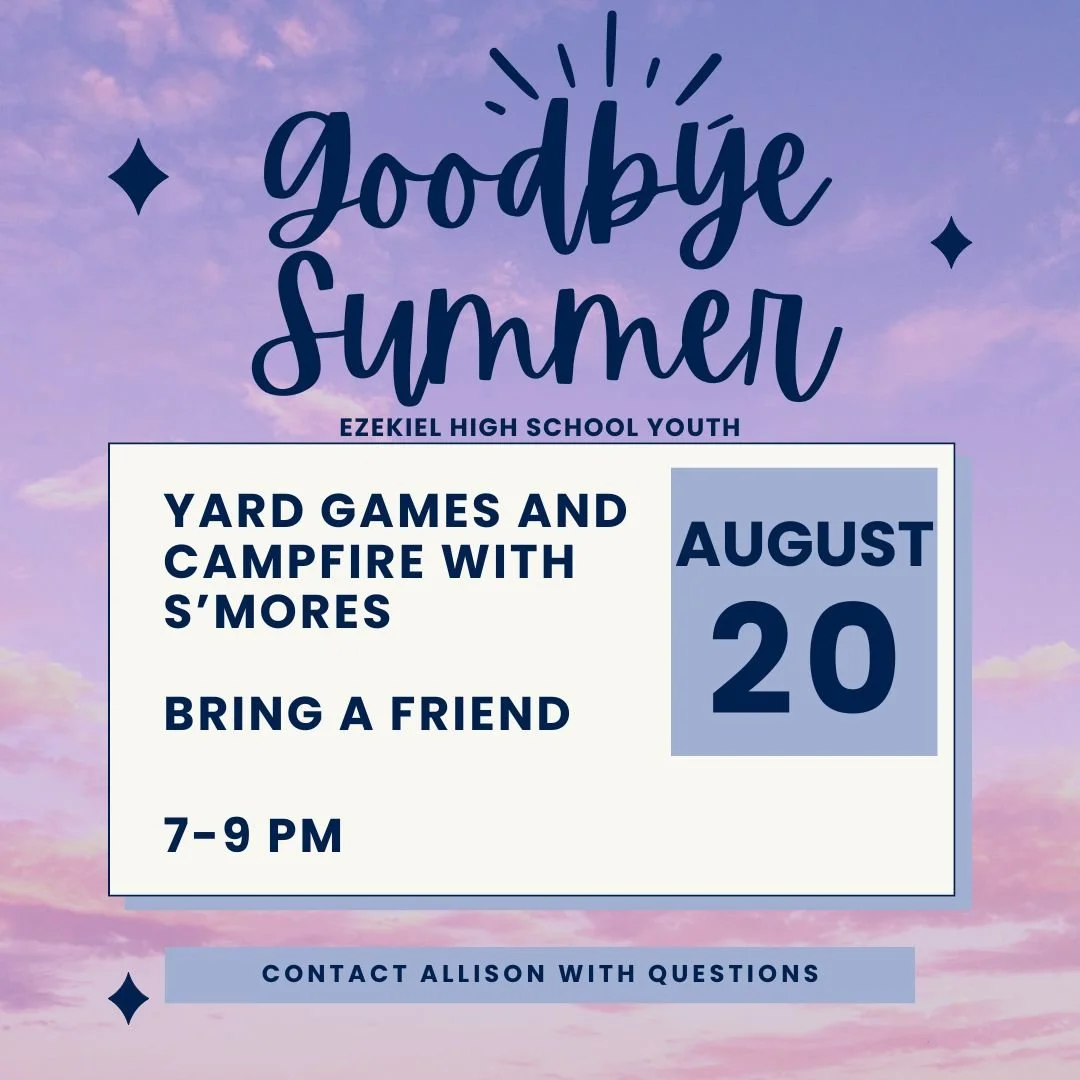 π Just because summer is coming to an end doesn't mean our fun needs to!
π₯High schoolers are invited to yard games and a campfire with s'mores on Wednesday, August 20 from 7-9 PM.
See you there, bring a friend!
#ELCA #Lutheran #RiverFallsWI #Yo