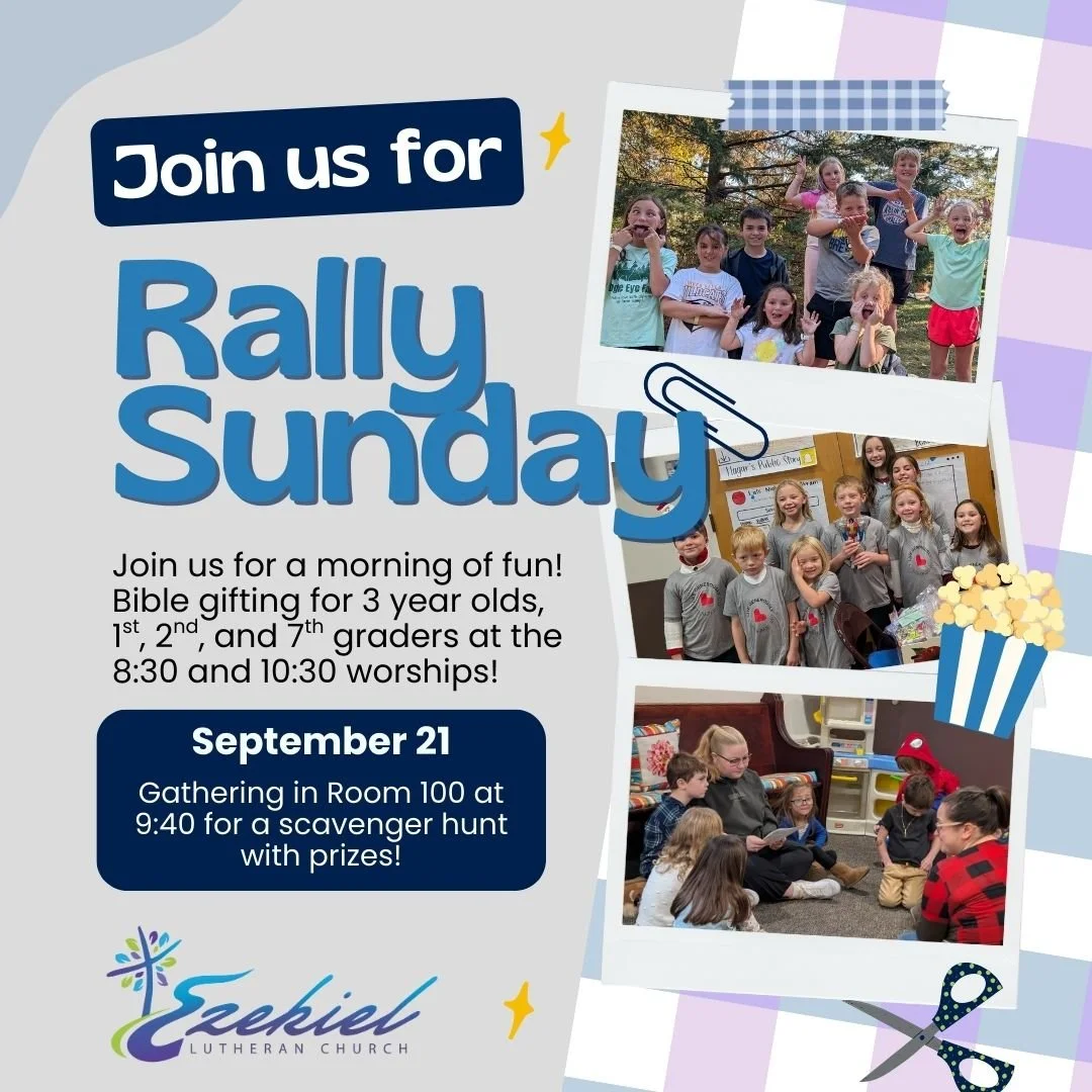 β¨Join us for a morning of fun!
Bible gifting for 3 year olds, 1st, 2nd, and 7th graders at the 8:30 and 10:30 worships!
Gather in Room 100 at 9:40 for a scavenger hunt with prizes!
