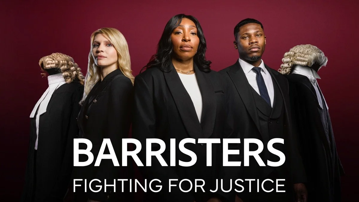 Director Rob McCabe's promotional poster for his Channel 4 documentary series 'Barristers: Fighting For Justice'