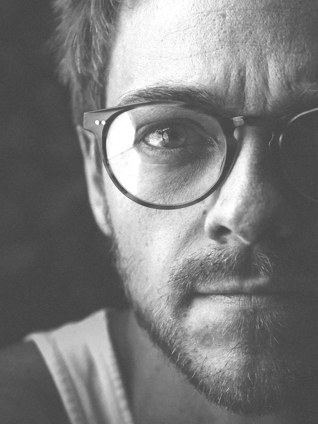 man with a stressed serious face  