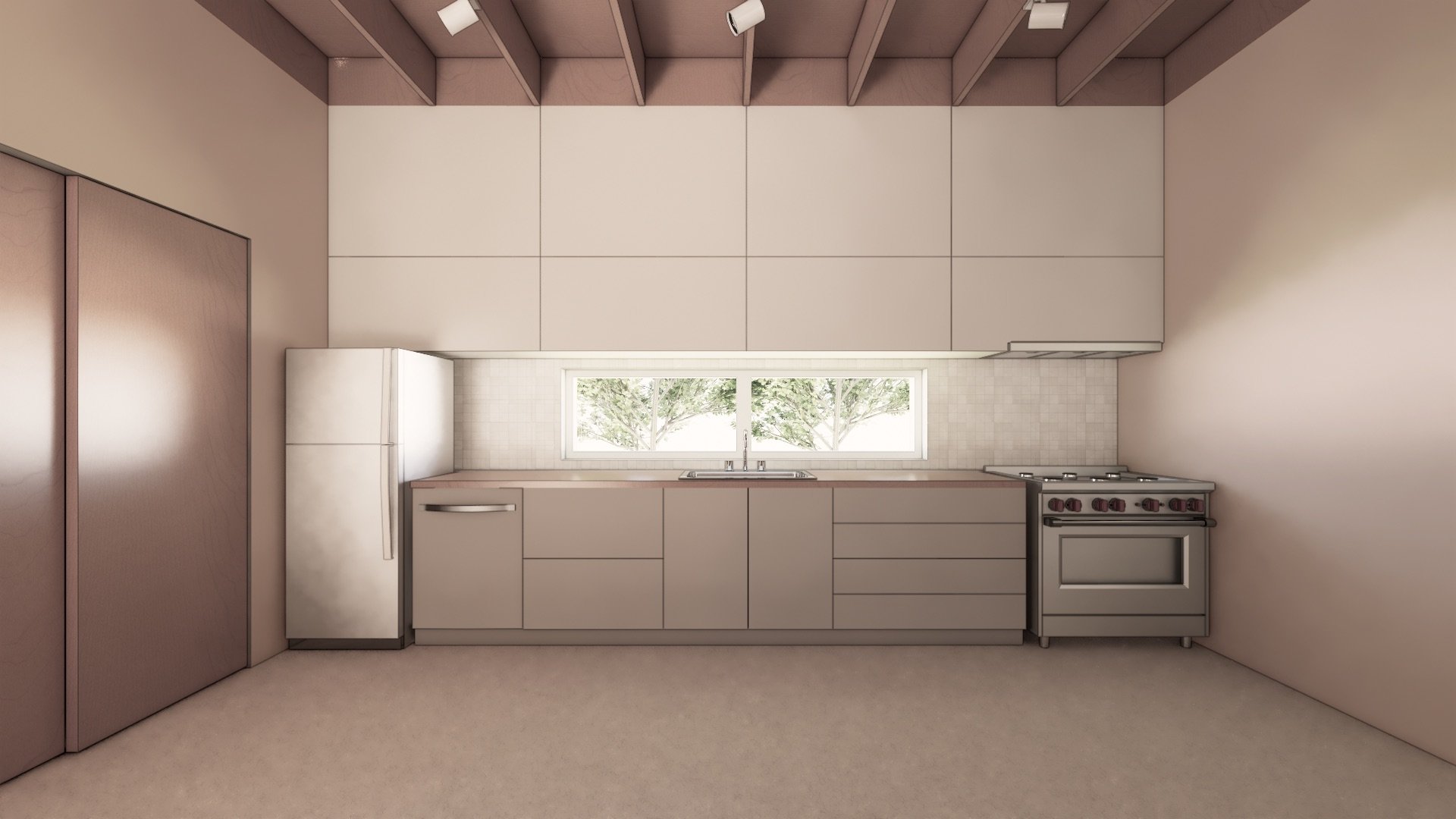 Kitchen with upper storage