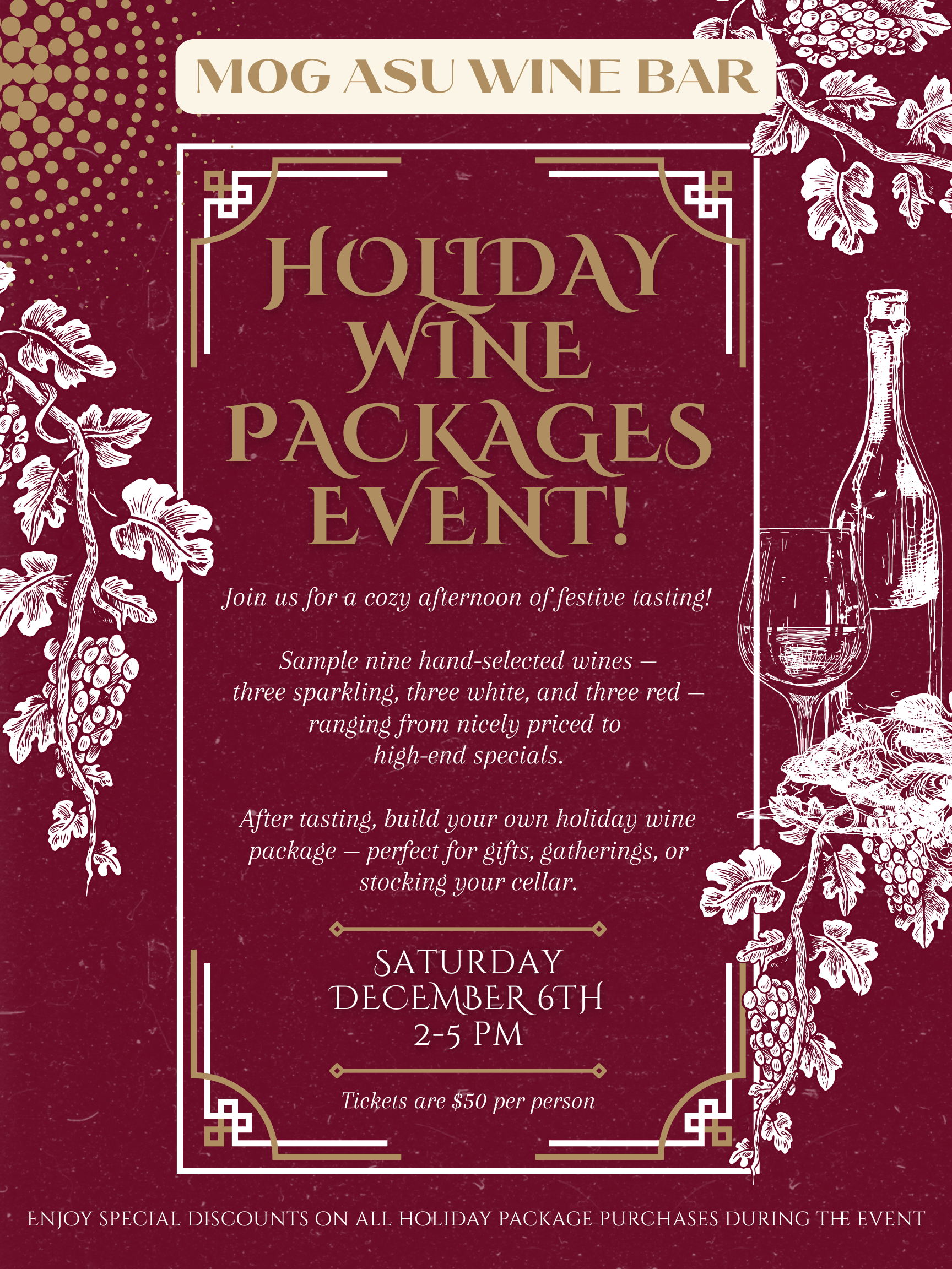 Wine tasting event - Holiday Packages!