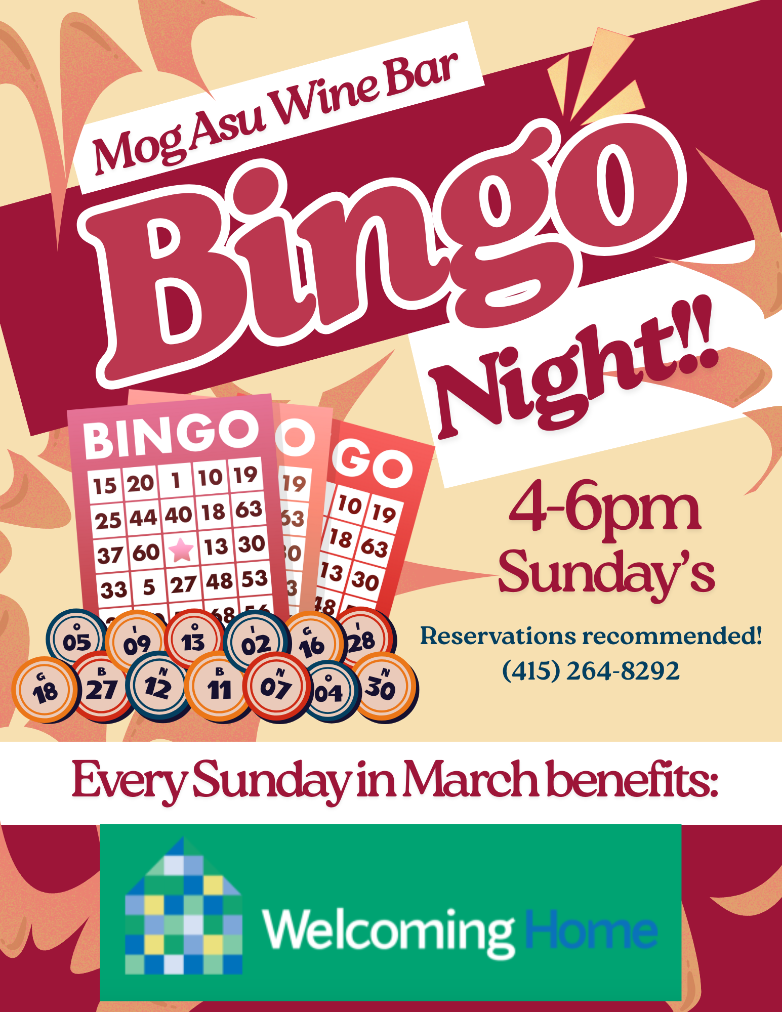 Bingo @ Mog Asu benefiting Welcoming Home! 