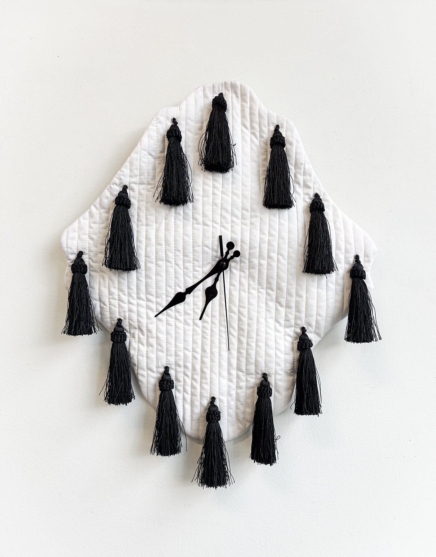 Pomp & Circumstance, 2026
Cotton fabric, silk tassels, clock mechanism