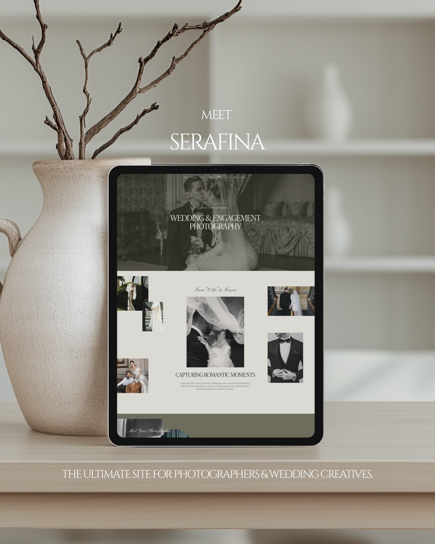 Our newest template is finally here!!! 

Meet Serafina&hellip; ✨🪞
⁠
Designed with elegance and intention, Serafina is perfect for:⁠
⁠
✨ Photographers, event planners, and wedding creatives who crave a beautifully refined online presence.⁠
✨ Visual s
