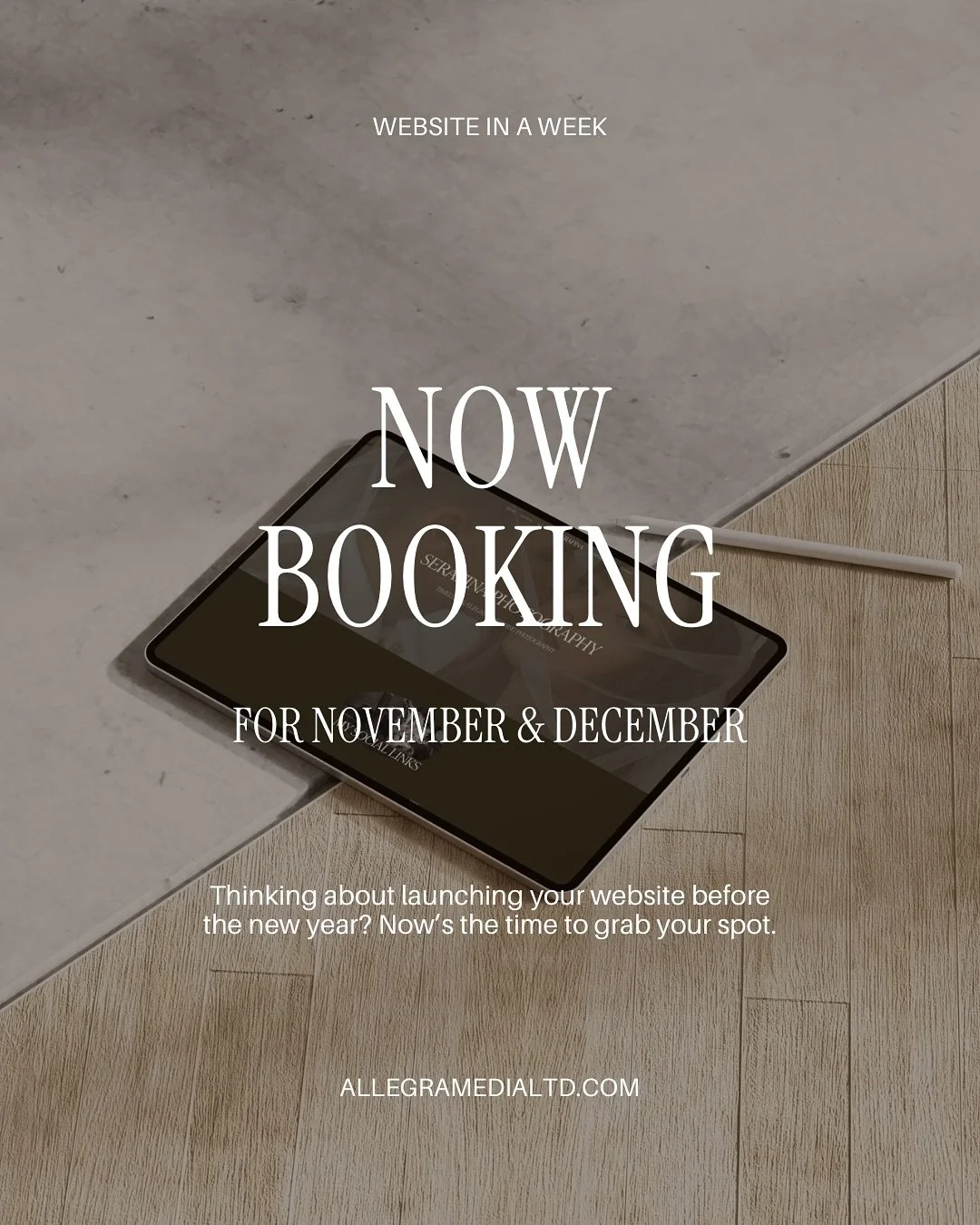 November is almost fully booked,  just one spot left before I start building out December websites!👩🏽&zwj;💻⚡️

If you&rsquo;re a business owner who&rsquo;s been thinking about launching (or finally redoing) your website before the new year, now&rs