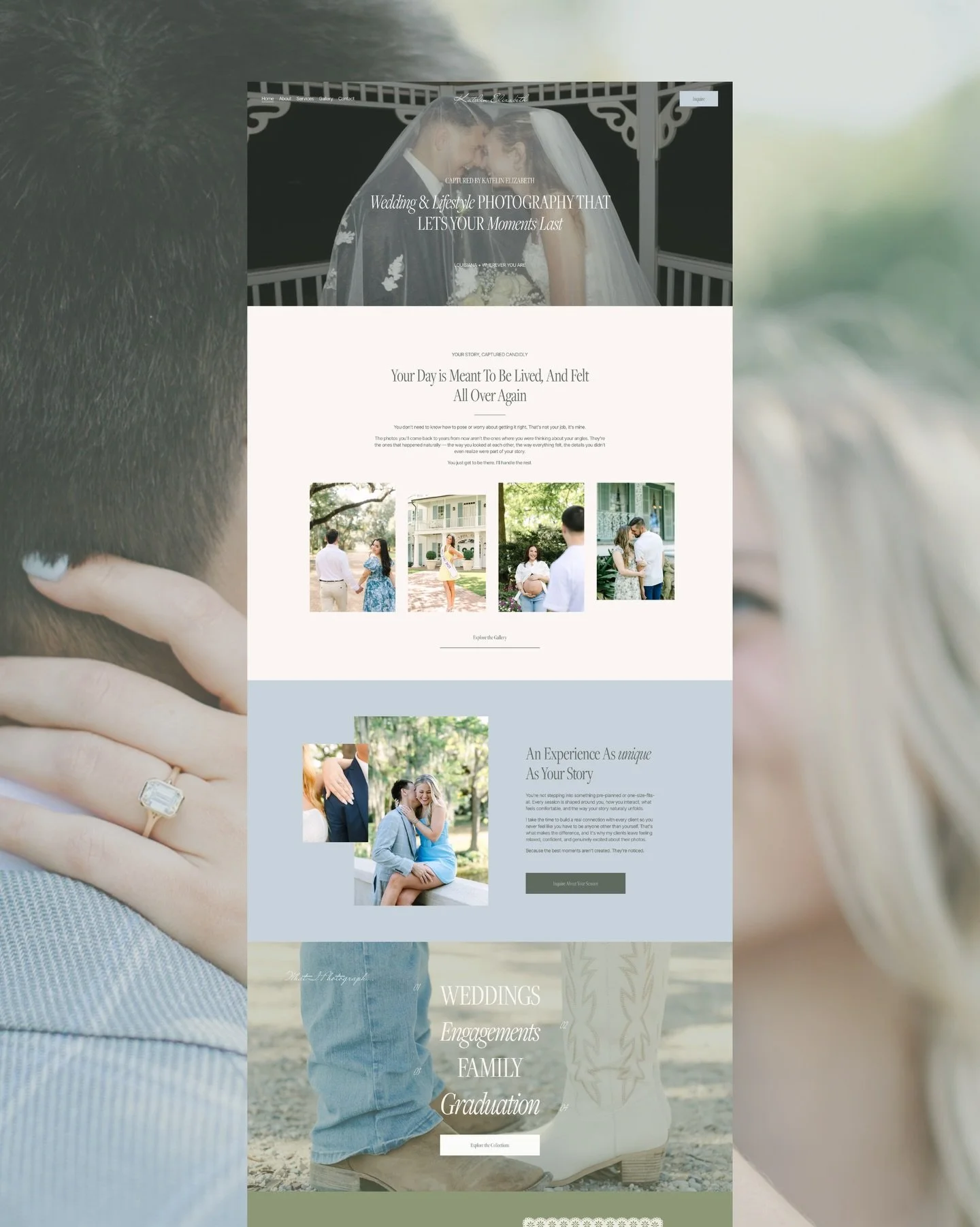 A new website for @capturedbykatelin.elizabeth - a Louisiana based wedding &amp; lifestyle photographer ✨

I loved working on this one!

When Katelin reached out, she felt like her old site was a little too minimal and white and didn&rsquo;t fully re