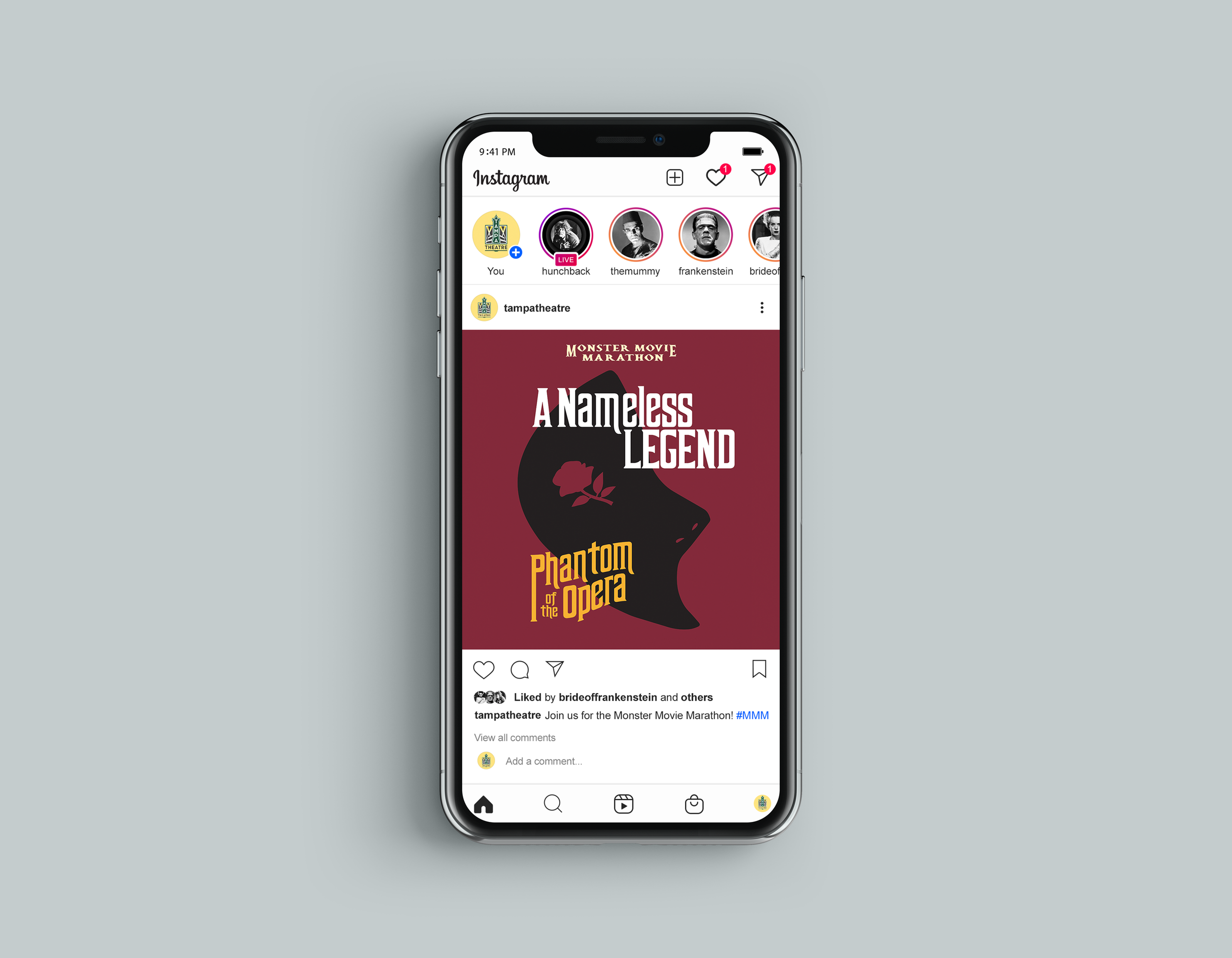 Instagram post promoting the Monster Movie Marathon.