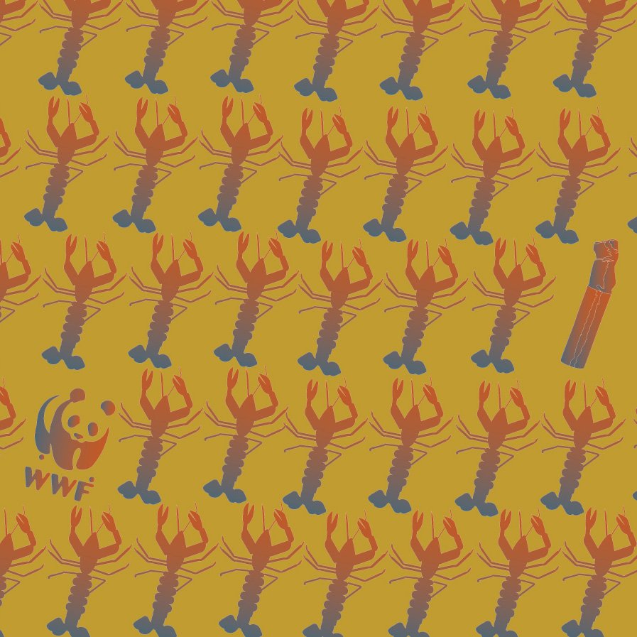 Yabby and cigarette butt pattern