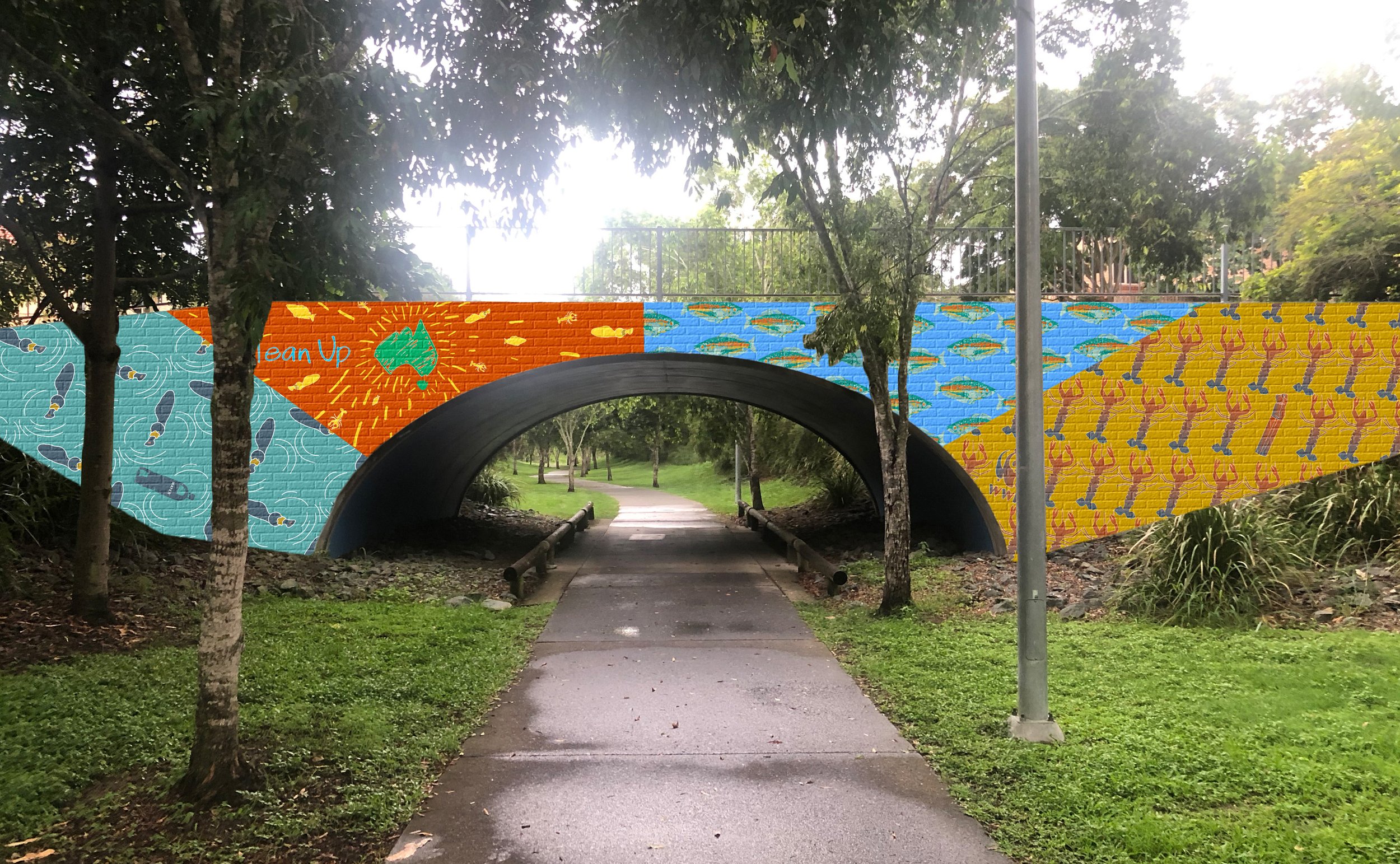 Mockup of Clean Up Australia Mural at Kedron Brook