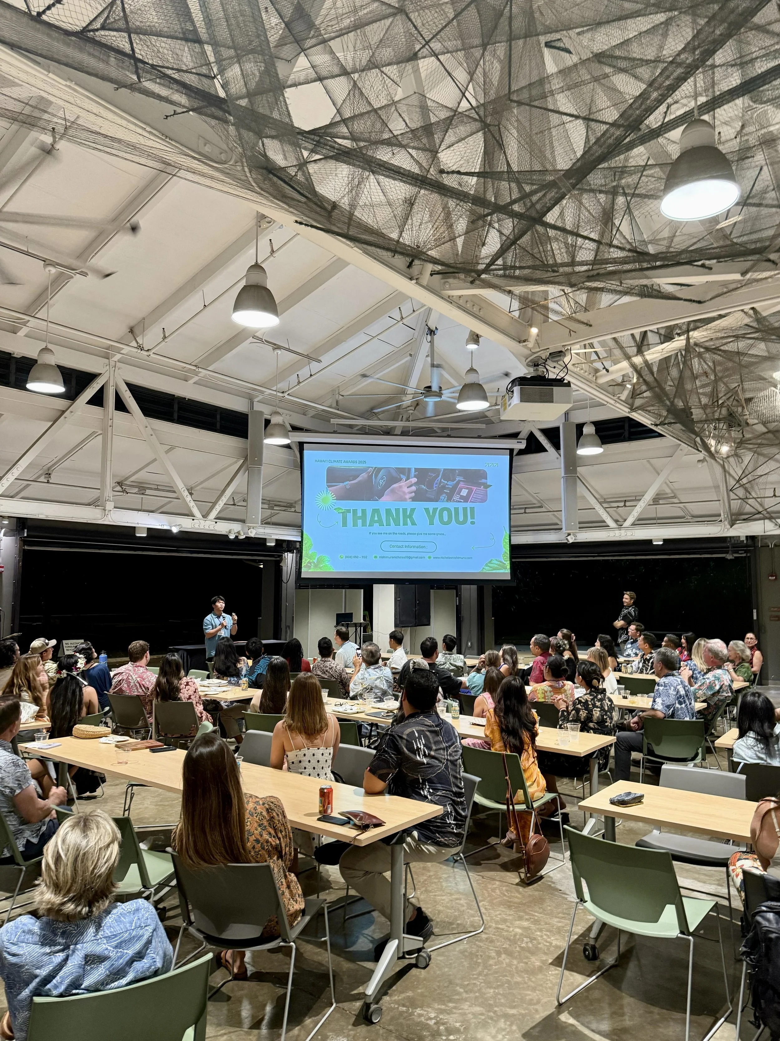 Nicholas Nishimura, Junior at Waipahu High School, was recognized for youth climate leadership and spoke with attendees about "giving license to youth”