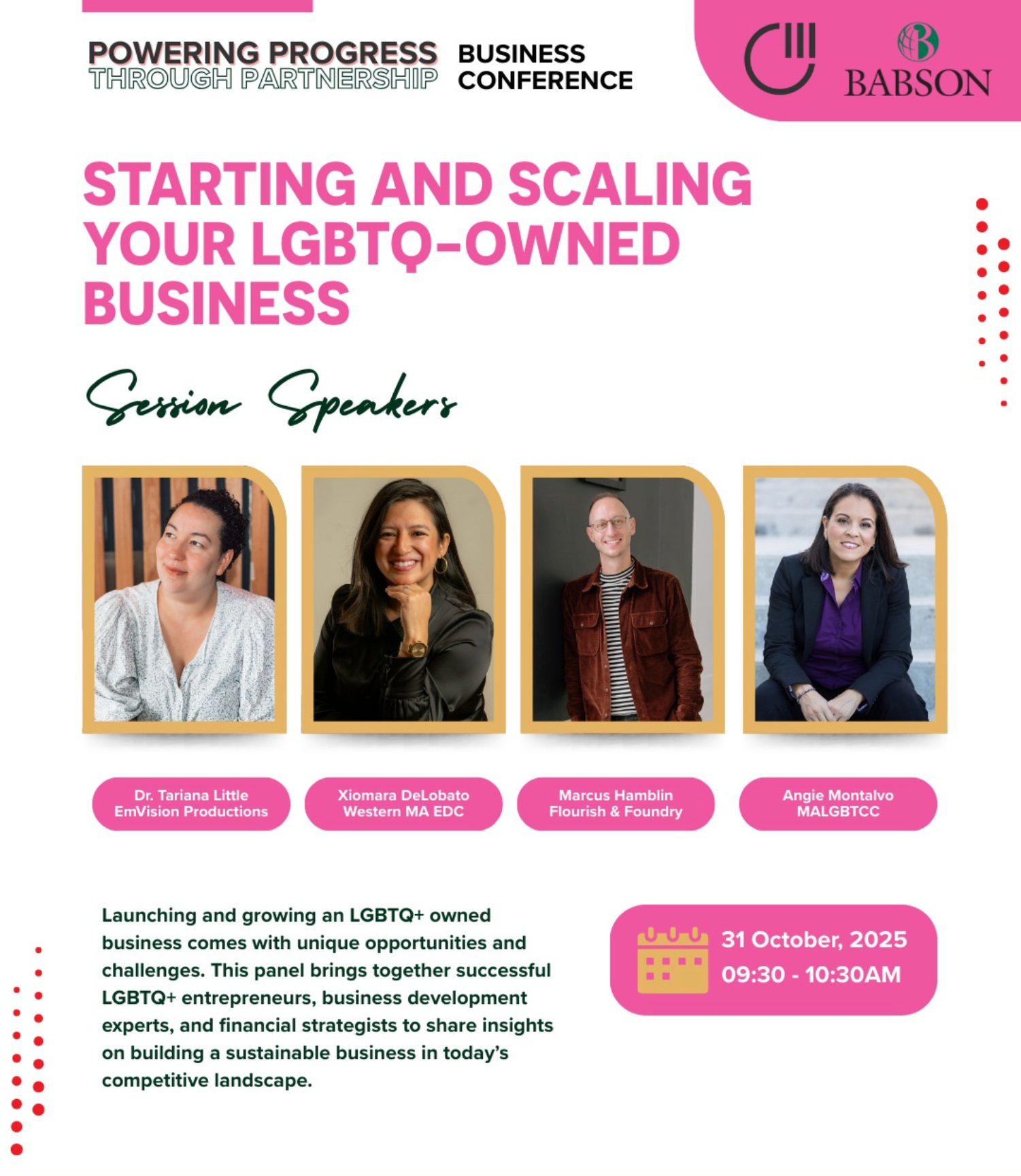 Massachusetts LGBT Chamber of Commerce’s (MALGBTCC) Business Conference: Starting and Scaling Your LGBTQ-Owned Business, October 2025. Tariana will speak on a panel, sharing her journey in building an impactful business.