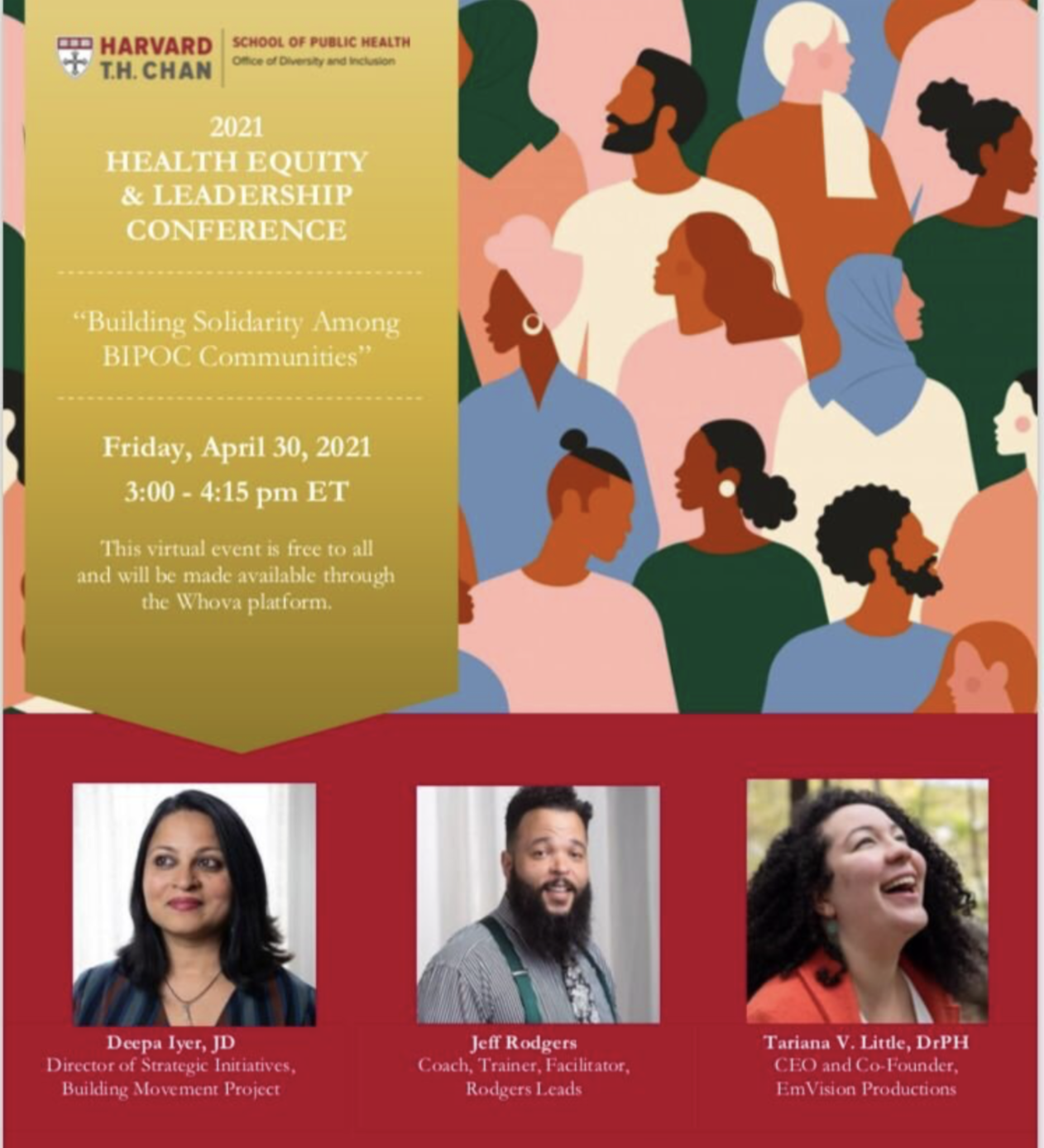 Building Solidarity Among BIPOC Communities (Harvard T.H. Chan School of Public Health, April 2021). Tariana spoke at the Harvard Health Equity and Leadership (HEAL) conference.