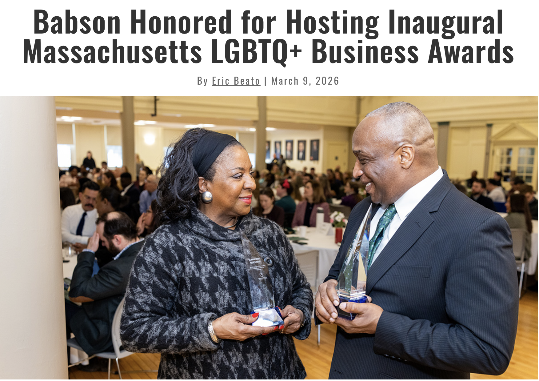 The 2026 LGBTQ+ Business Awards: Celebrating Excellence and Impact. Article by Babson College (March 2026), highlighting businesses recognized by the Massachusetts LGBT Chamber of Commerce. EmVision is listed as the 2026 LGBTQ+ Business of the Year.