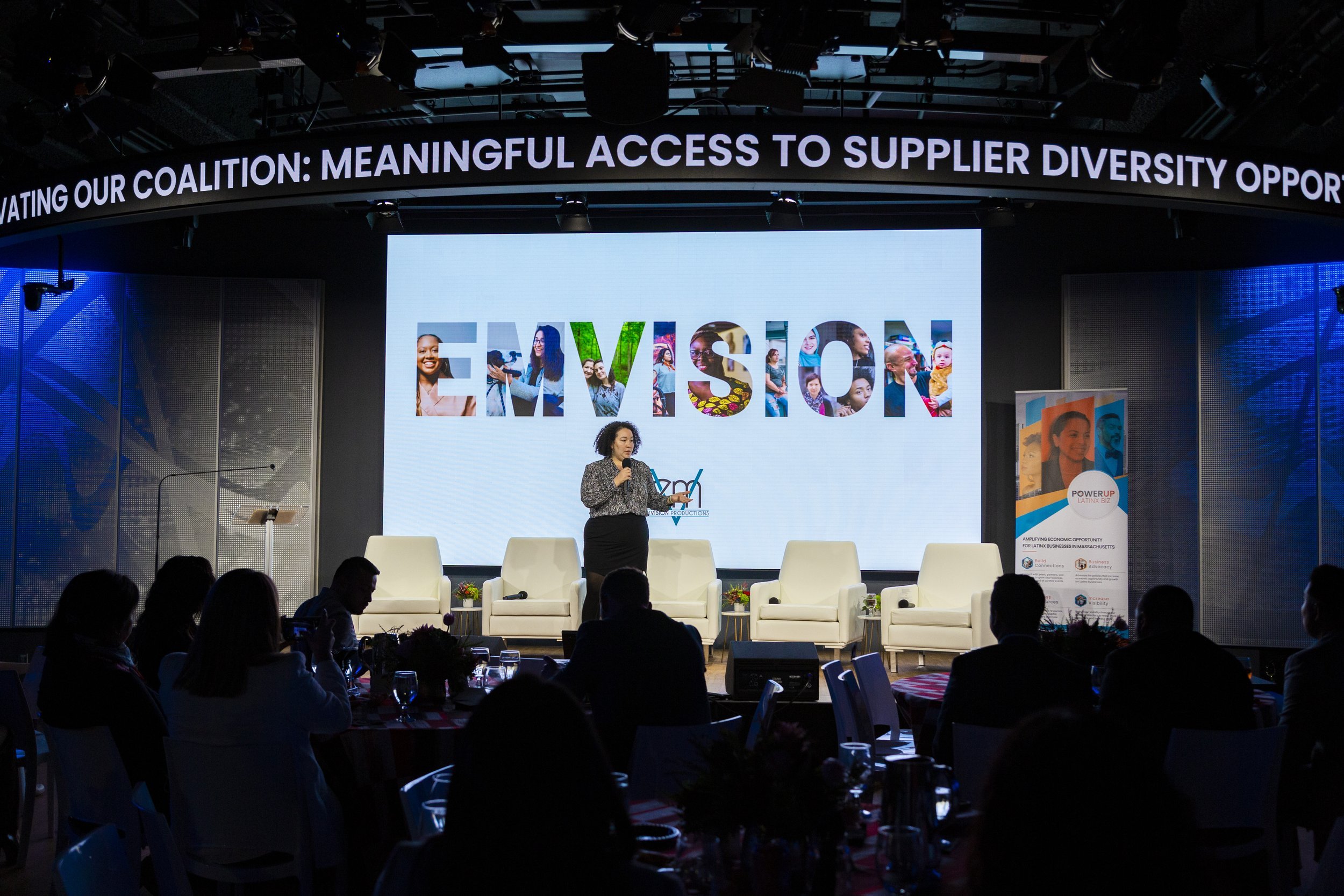 Amplify Latinx’s PowerUp 5.0 Latinx Business Summit (PowerUp Latinx Biz initiative, 2022). Tariana spoke on her personal journey and EmVision’s social impact mission.