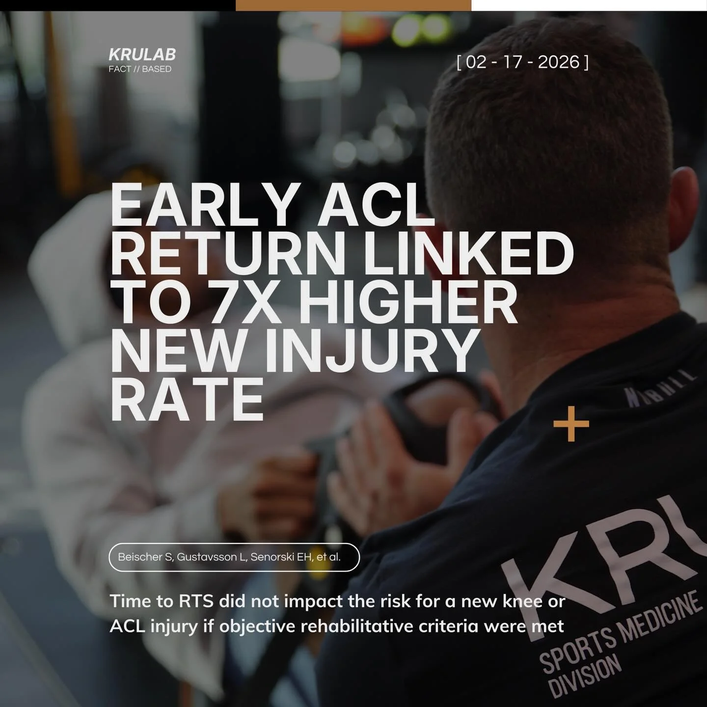 Research shows athletes who return to cutting and pivoting sports before 9 months after ACL reconstruction have up to a 7&times; higher risk of a new ACL injury.

Even more important &mdash; many athletes who re-injure actually passed symmetry and ho