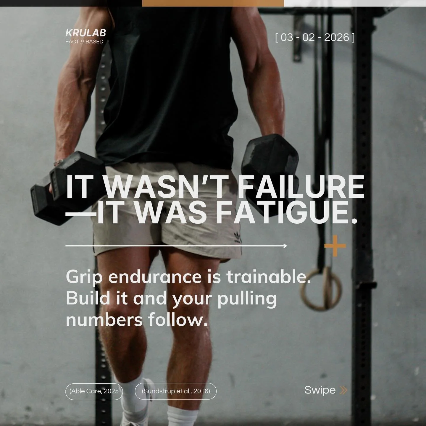 Grip fatigue isn&rsquo;t just &ldquo;forearms burning&rdquo; &mdash; it&rsquo;s your output getting capped.

If your hands gas out, your strength, control, and quality reps drop with it.

Train the connection as hard as the movement.
Save this for yo