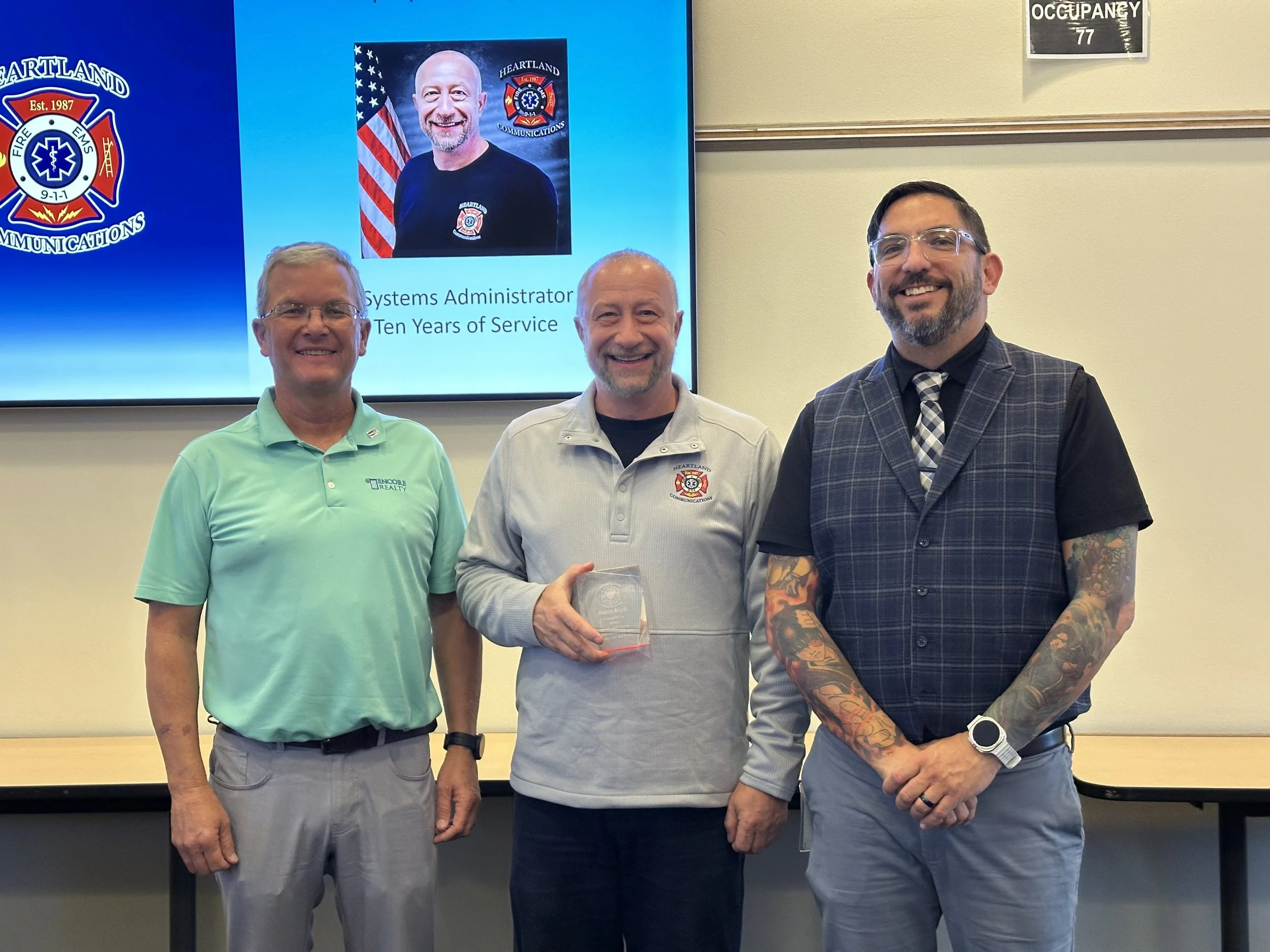 Staff Recognized at Commission Meeting for Years of Service. 