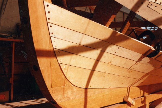 The cutter was planked in Port Orford cedar.