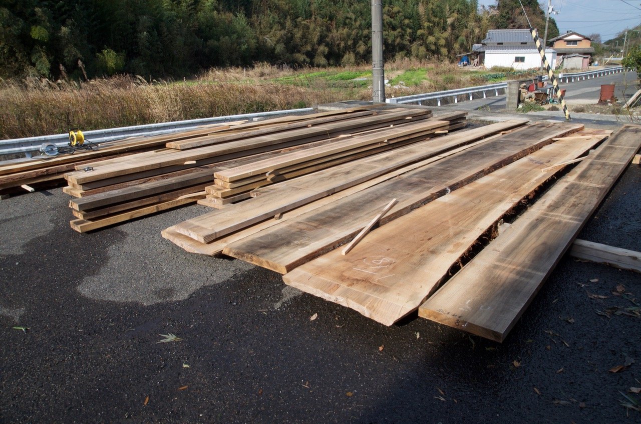 Cypress and cedar prepared for the project.