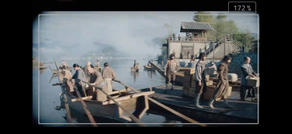 A still showing the oarsmen aboard one of the samurai boats. (Dean Eilertson)