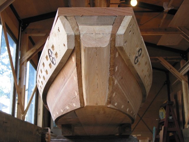 The heavily-built bow before adding copper cladding.