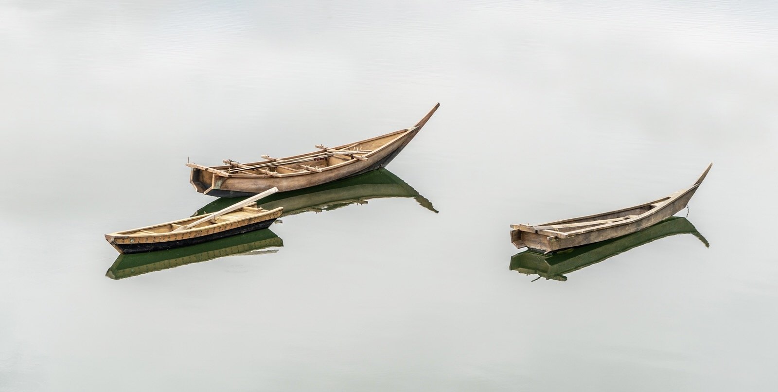 Canal boat and samurai boat to the left, with a boat at right developed by the set builders using dragon boats cut in half to make two boats! (Dean Eilertson)
