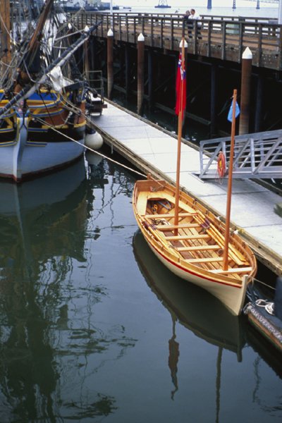 The cutter at the dock in Astoria at the start of the reenactment.