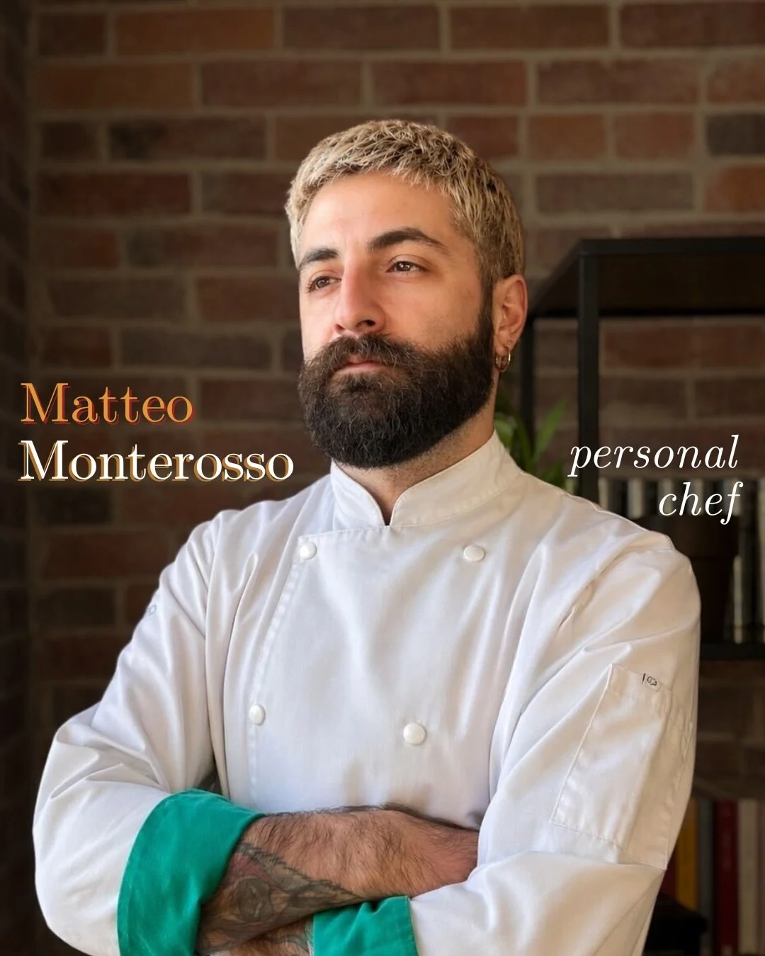 Behind Chef Matteo&rsquo;s tattooed sleeves and full beard are the warmest heart and a contagious smile. Chef Matteo might execute multi-coursed dinners with complete focus and precision, but you&rsquo;ll see him melt if any tiny fluffy pup comes in 