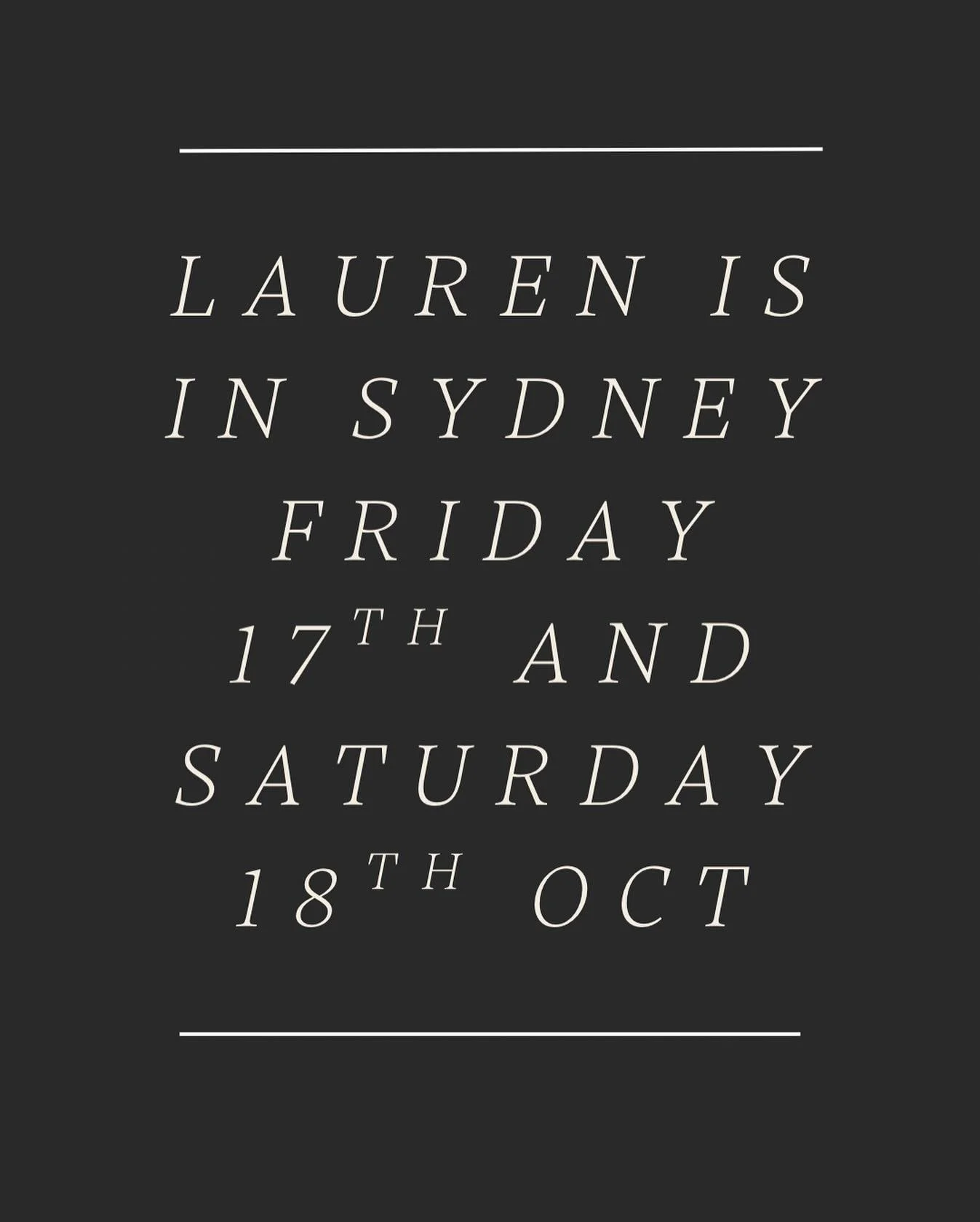 Book in to secure your spot! 
This Friday and Saturday in Sydney X