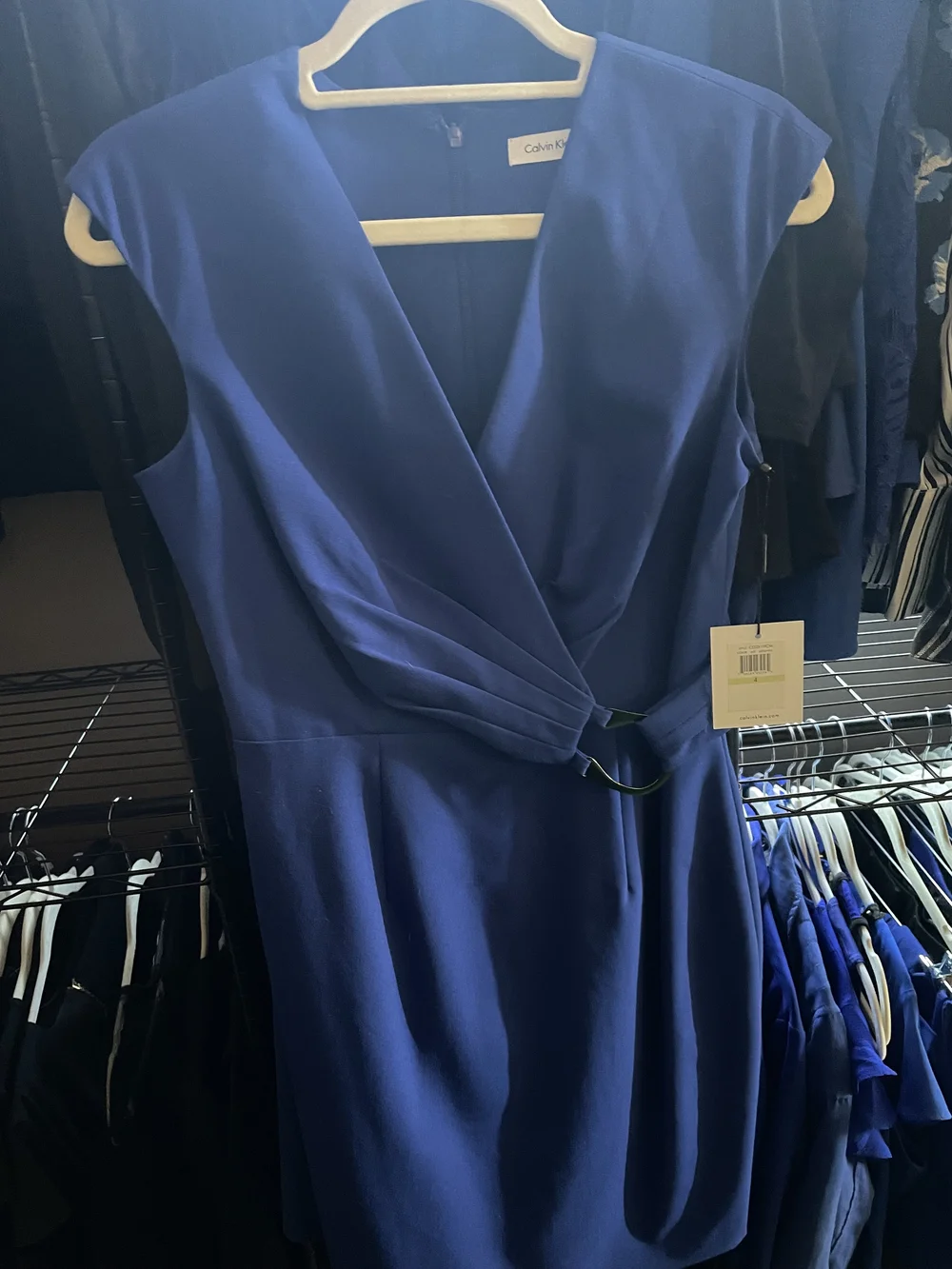 calvin klein electric blue dress Calvin Klein Plus Size Pleated A-Line Dress in Blue