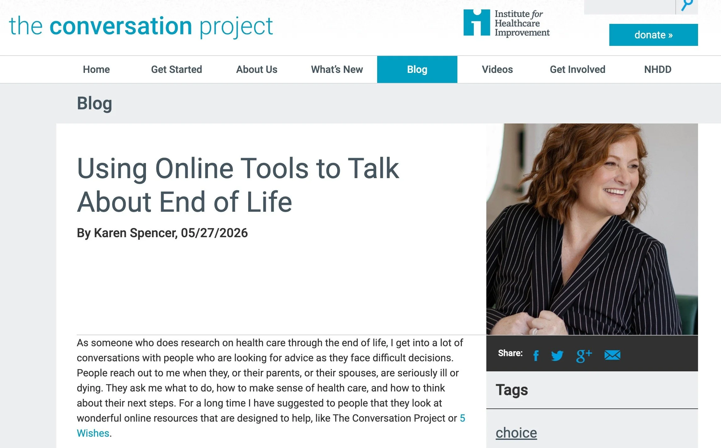 Guest blog post with The Conversation Project