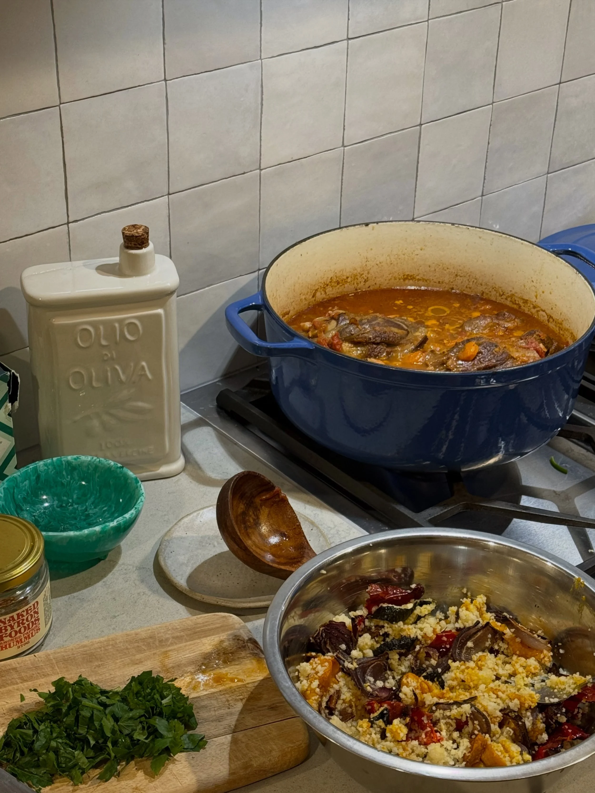 moroccan slow cooked lamb shanks with roasted veg couscous
slow cooking season never ends for me. it&rsquo;s my favourite way to cook &amp; nourish - especially during different times of my cycle. one of my greatest life hacks, when i have the luxury