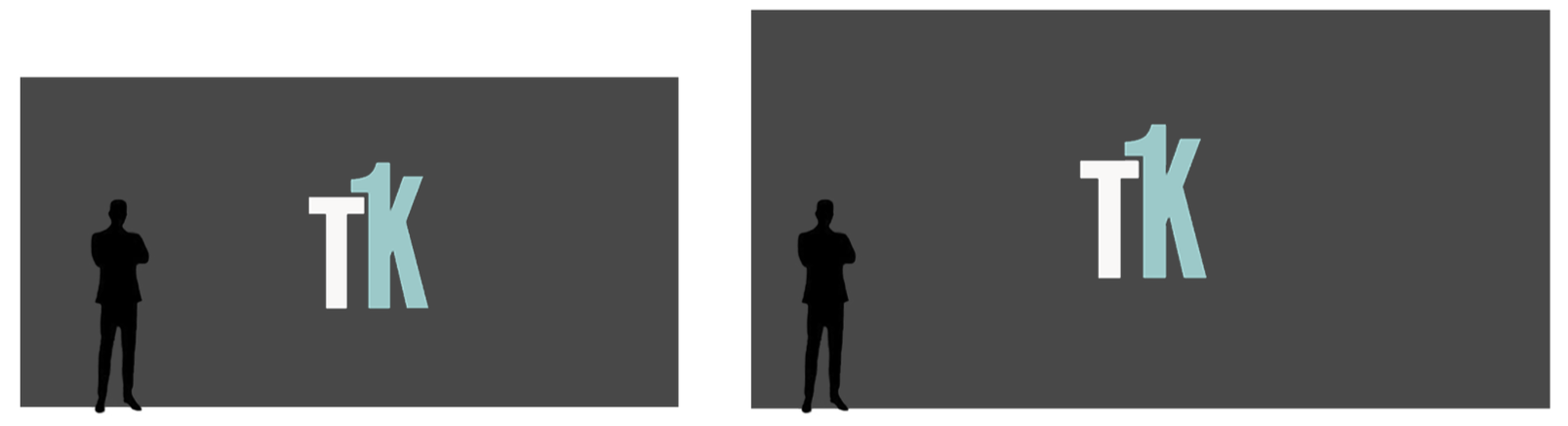 16x9 and 20x10 LED wall size guide graphic for medium and large keynote stage backdrop