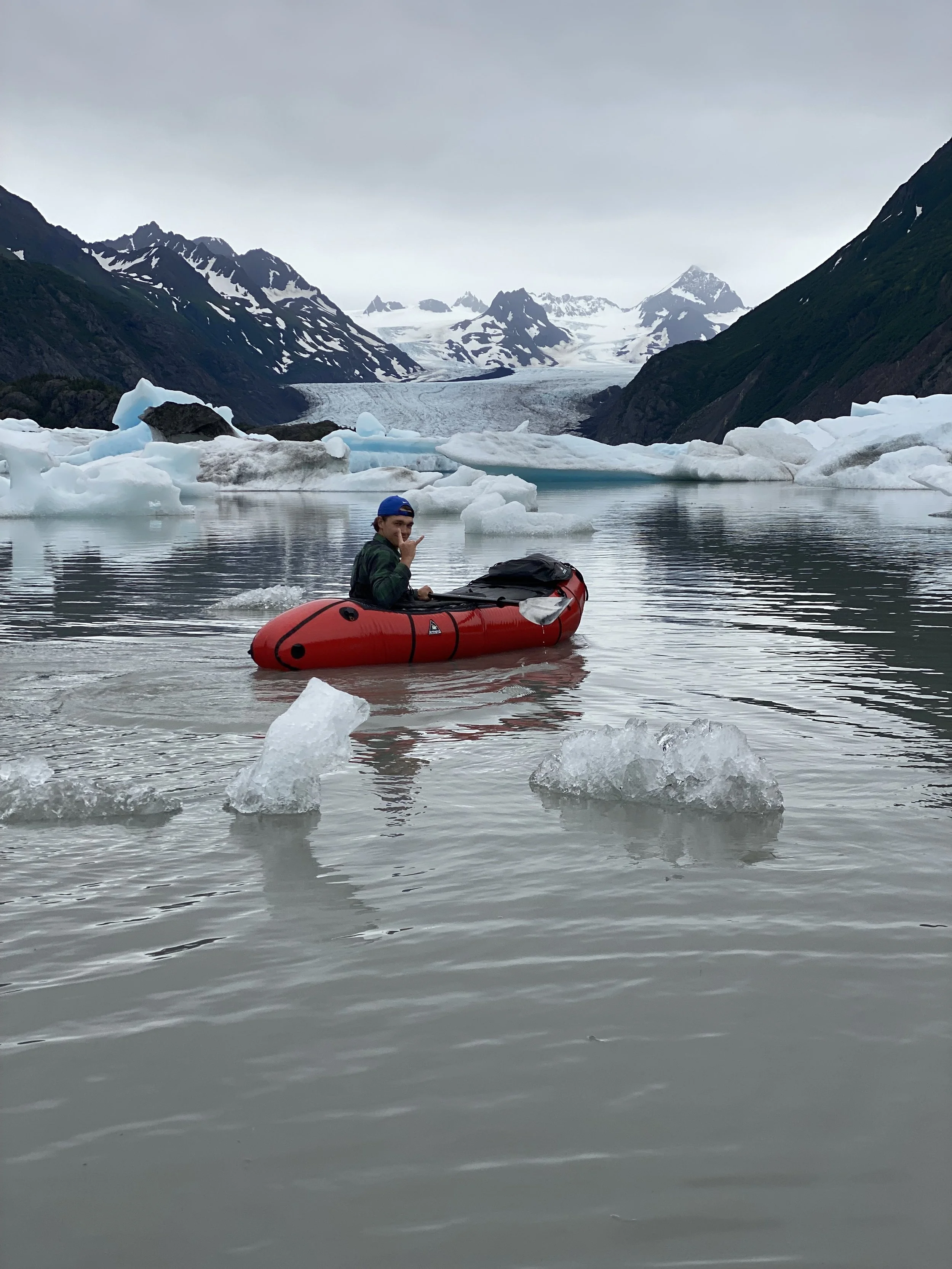 Drift among the icebergs near the Grewingk Glacier