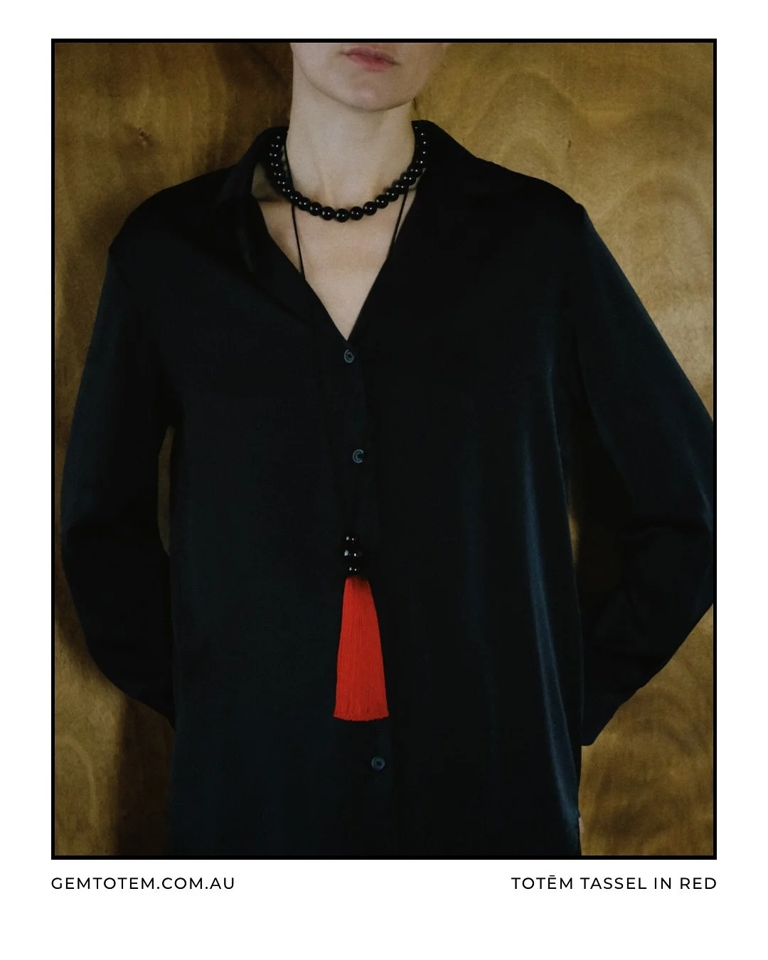 Totēm Tassel necklace in bold red and onyx.
Available at gemtotem.com.au