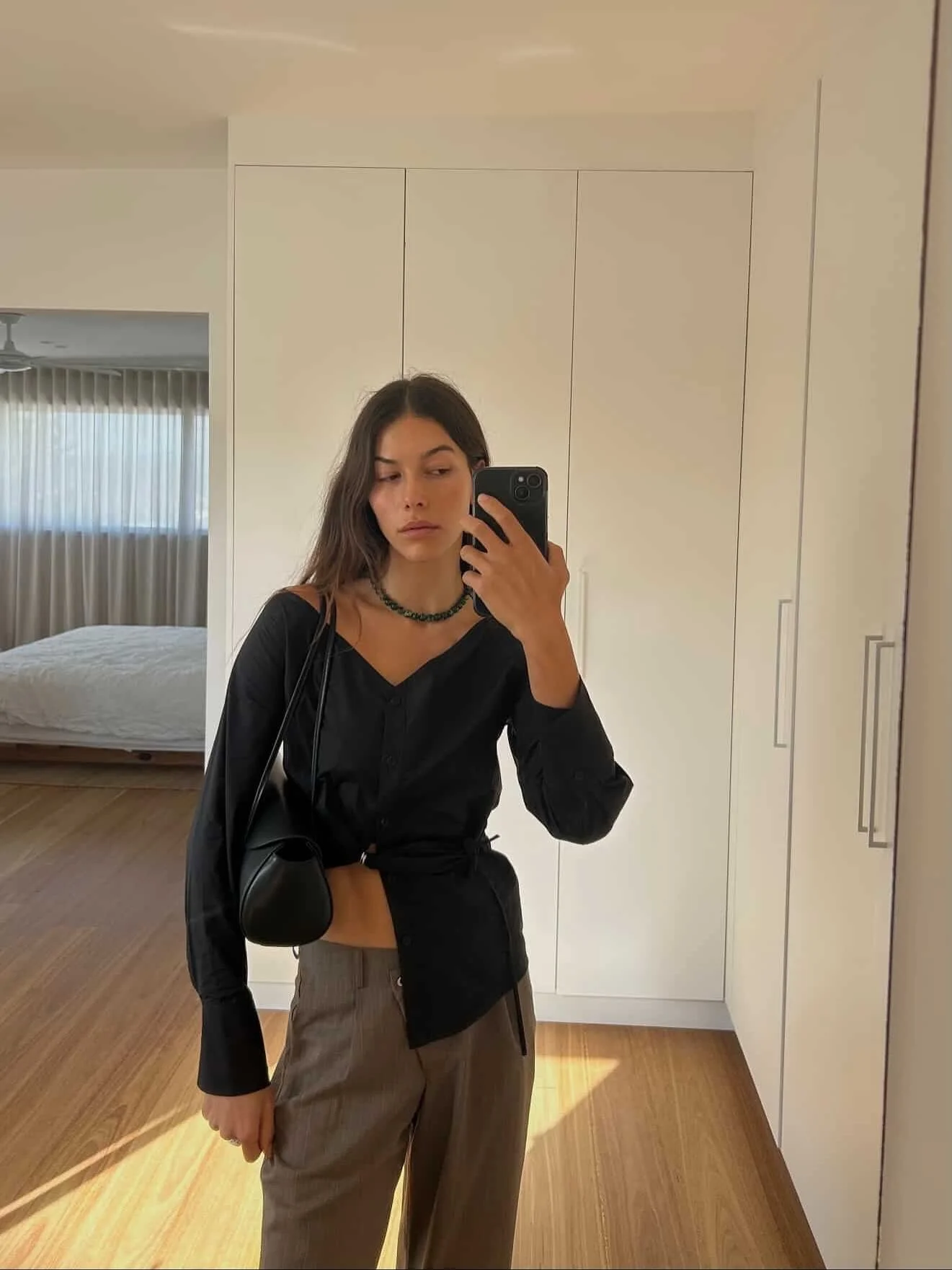 Muse @helena.vestergaard wearing her Marble Green necklace.