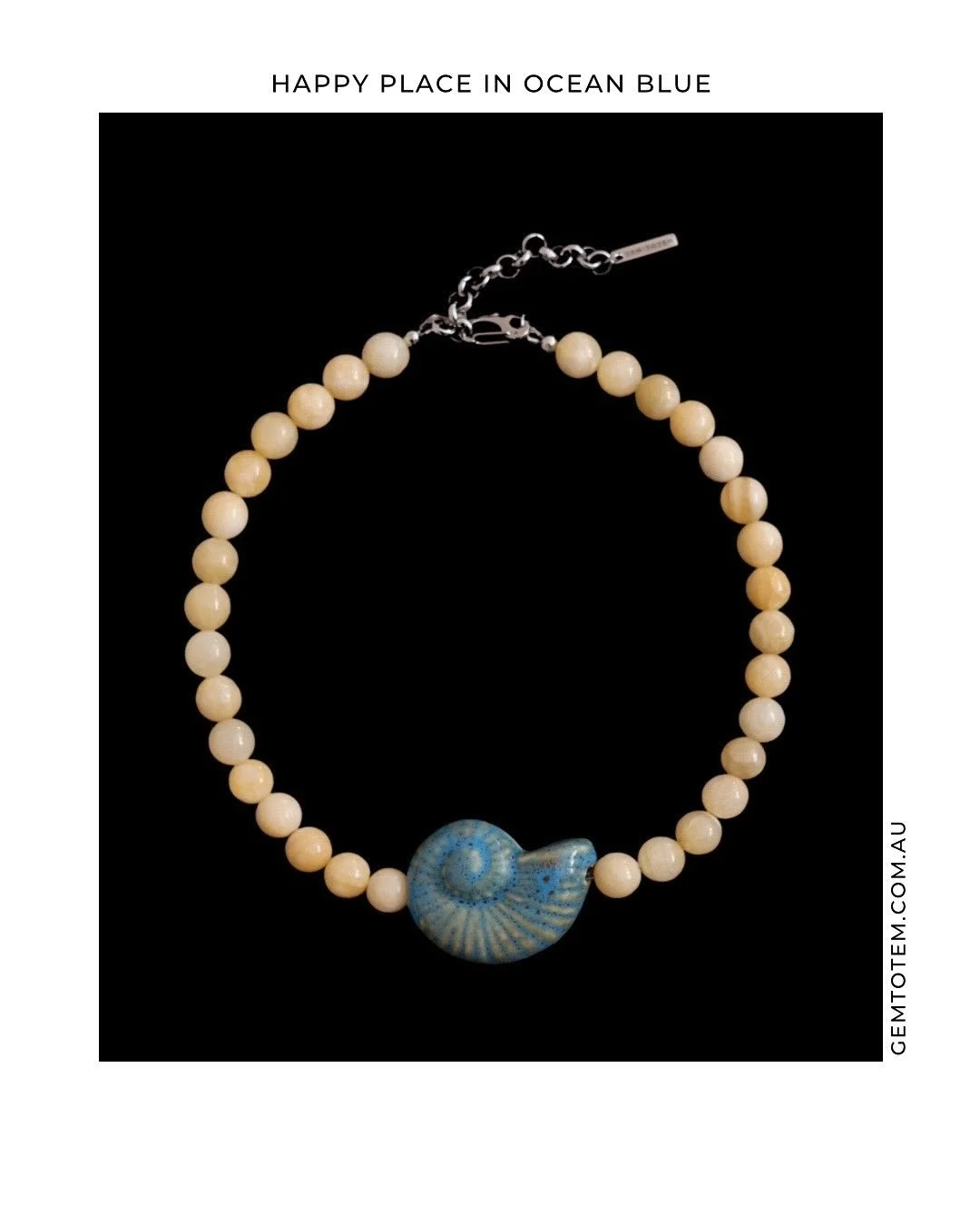 Feels like golden hour by the shore &mdash; your Happy Place in beads and ocean-blue glaze. Now with an adjustable extension chain for the perfect fit.