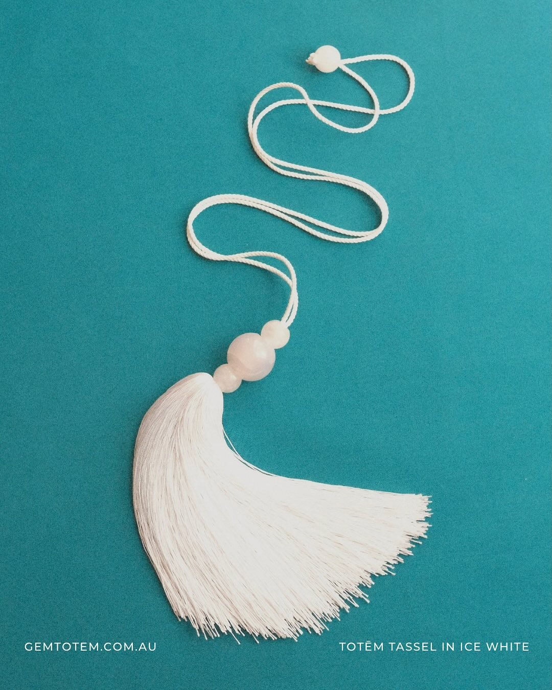 Crafted from polished white jade, the Totem Tassel necklace in ice white returns in very limited quantities. 
Find it exclusively at gemtotem.com.au