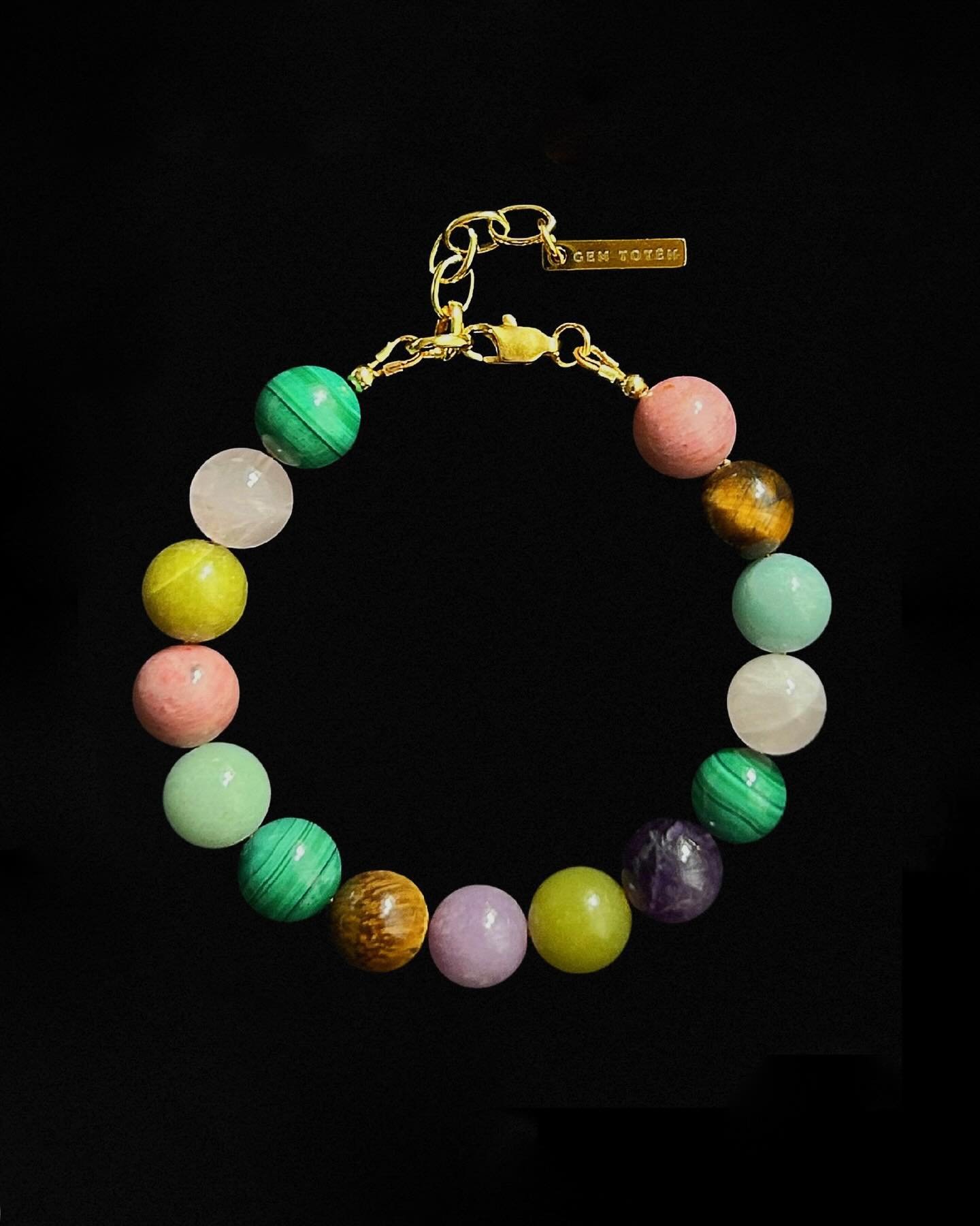 Bold, bright and a little euphoric.
Malachite, quartz, tiger eye, amazonite and other rare stones collide in colour and energy. 

Euphoria, now also available as a bracelet. 

Just landed at gemtotem.com.au.