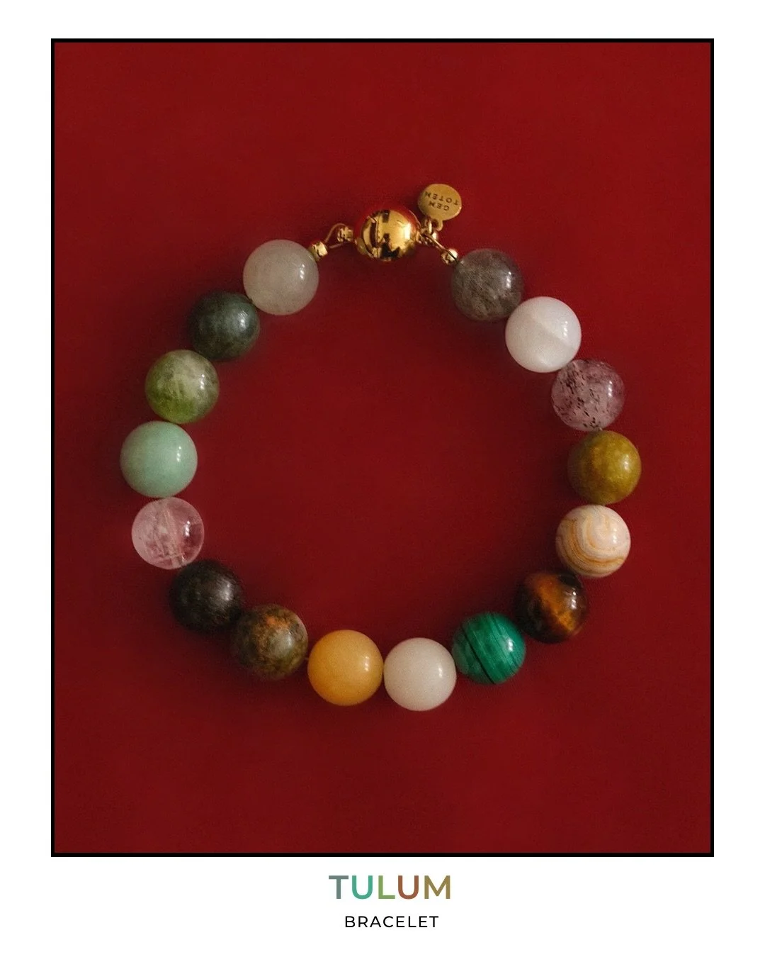 Creating the Tulum bracelet, we wanted to explore one of our favourite palettes: warm sun-washed yellows grounded by earthy tones and unexpected pops of green.

Made with a mix of genuine stones, each piece carries its own depth, texture and characte